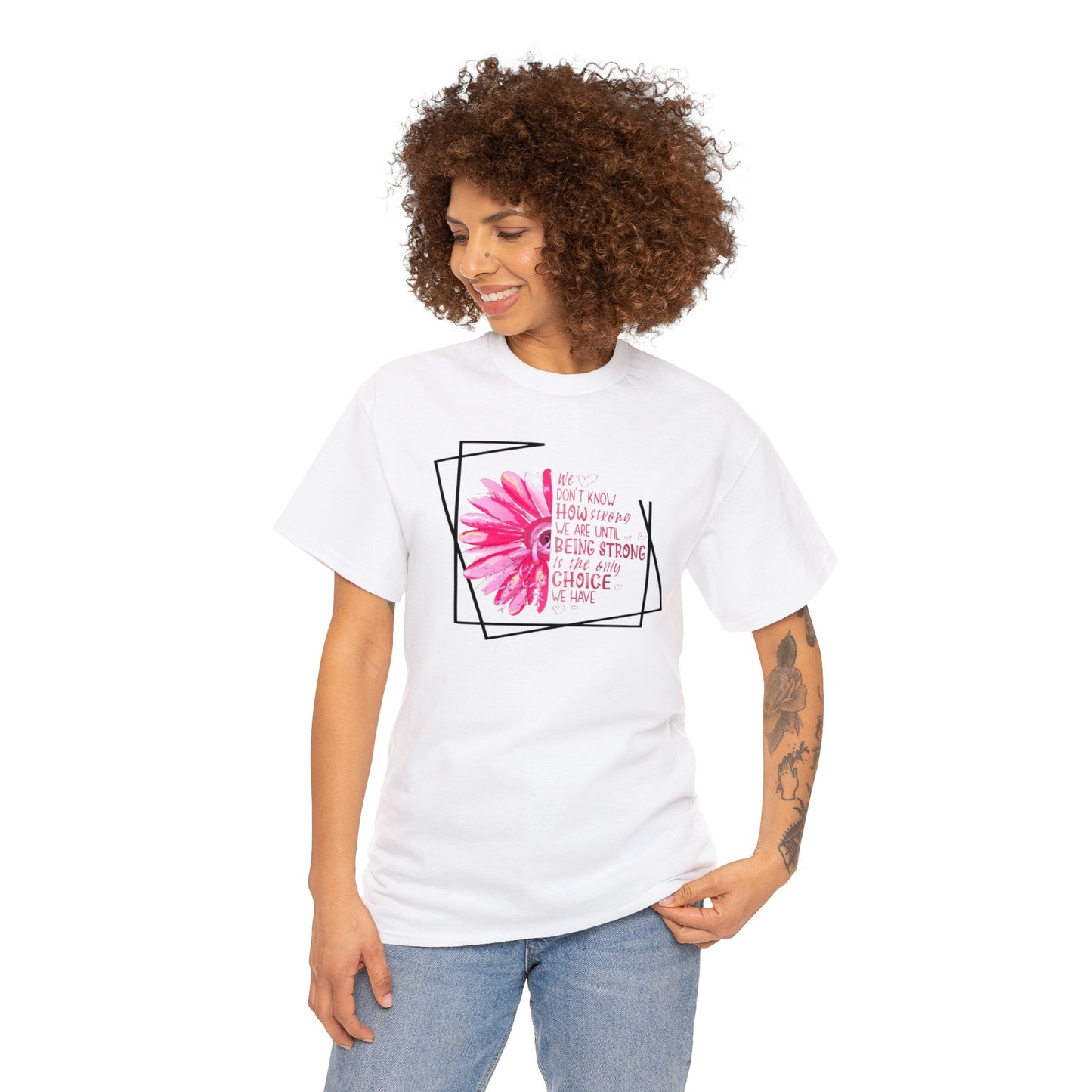 Breast Cancer How Strong We Are Unisex Heavy Cotton Tee