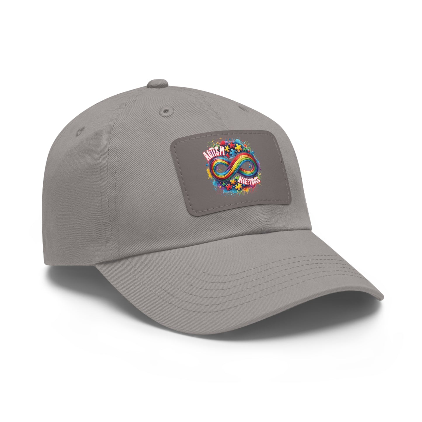 Autism Acceptance Dad Hat with Leather Patch (Rectangle)