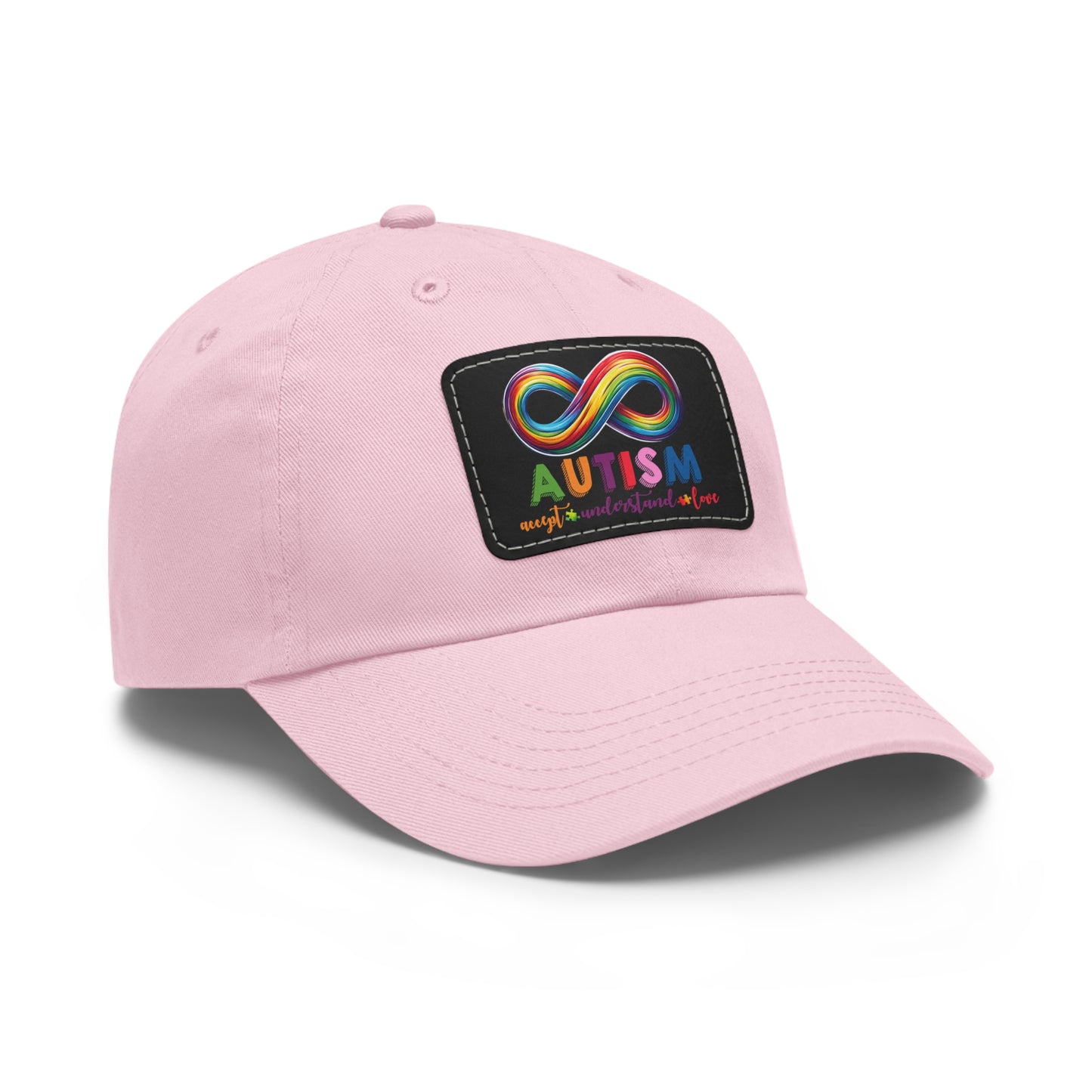 Autism Accept Dad Hat with Leather Patch (Rectangle)