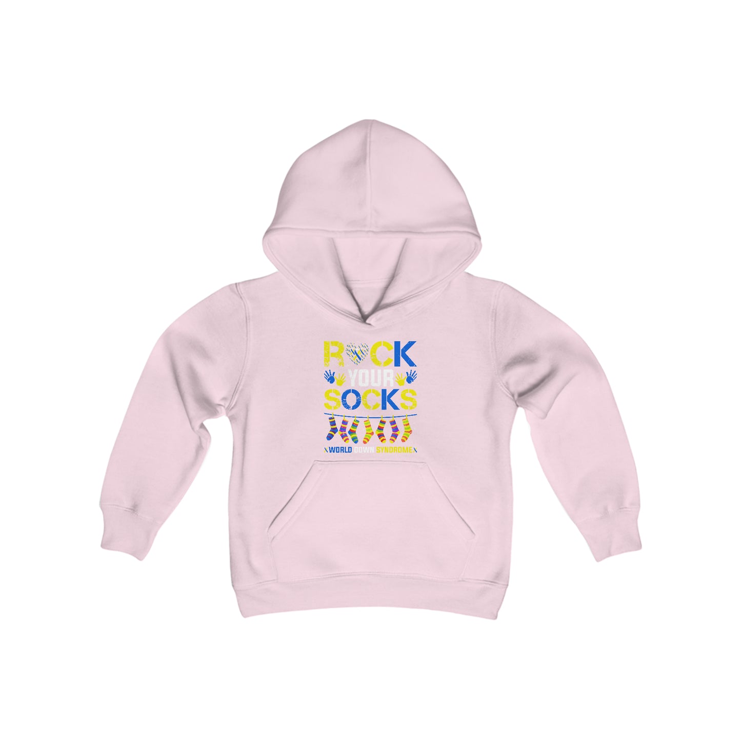 Rock your Socks Down Syndrome Youth Heavy Blend Hooded Sweatshirt