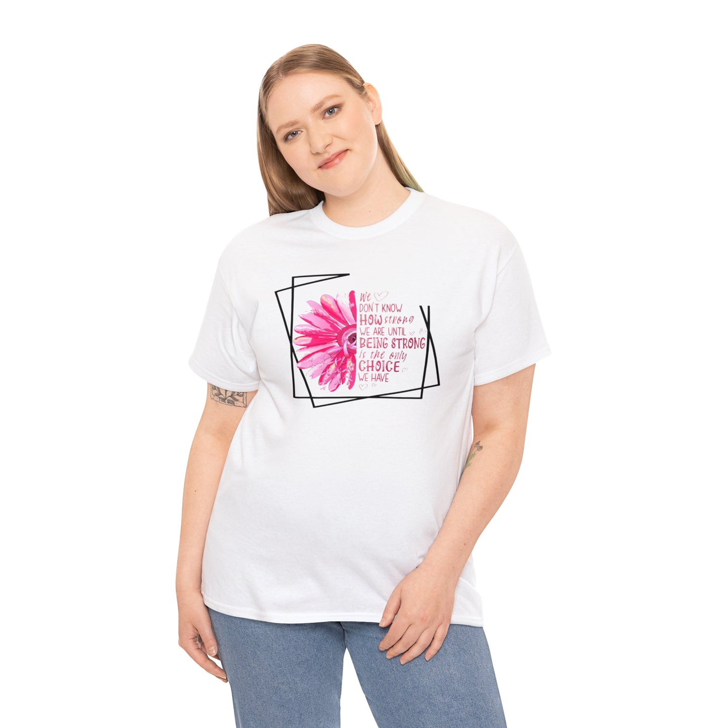 Breast Cancer How Strong We Are Unisex Heavy Cotton Tee