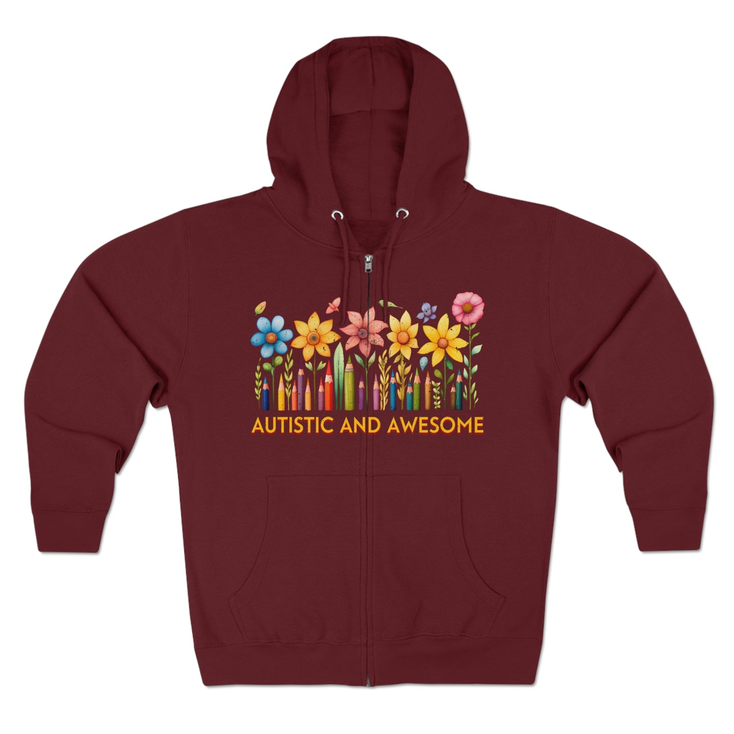 Autistic and Awesome Unisex Premium Full Zip Hoodie