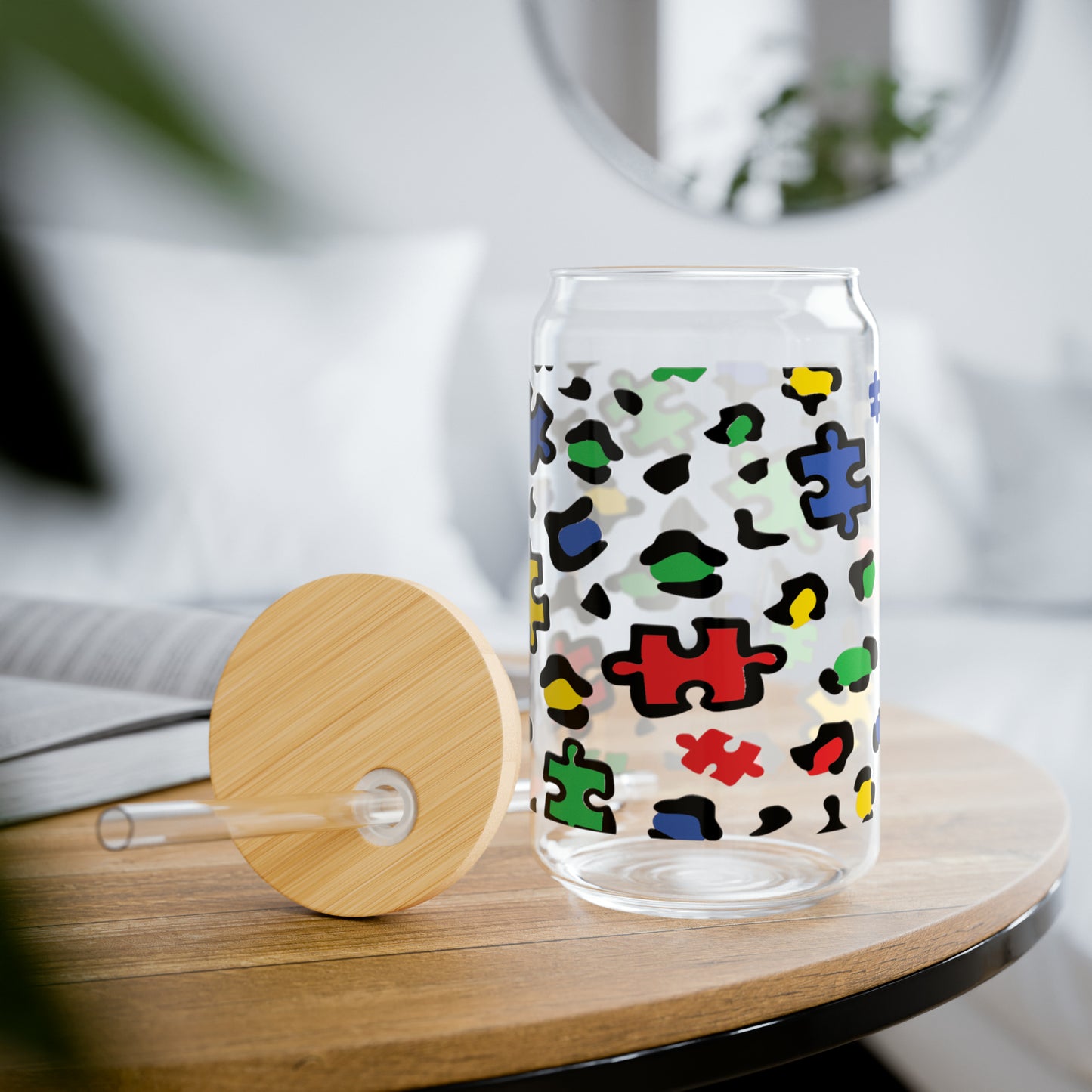 Autism Puzzle Sipper Glass, 16oz