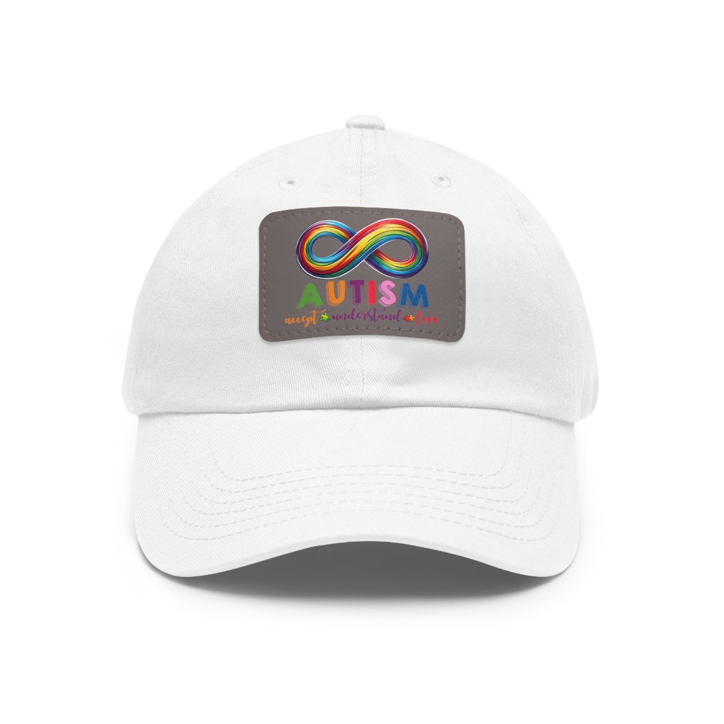 Autism Accept Dad Hat with Leather Patch (Rectangle)