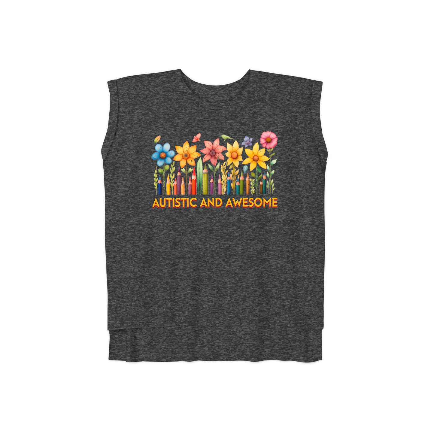 Autistic and Awesome Women’s Flowy Rolled Cuffs Muscle Tee