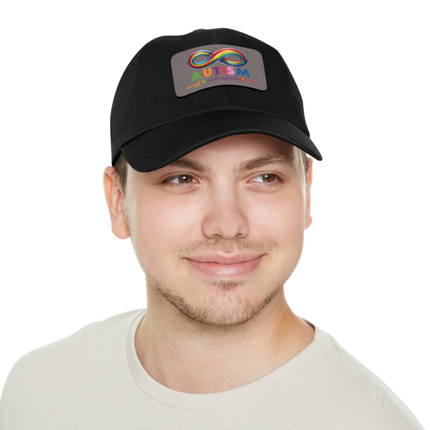 Autism Accept Dad Hat with Leather Patch (Rectangle)