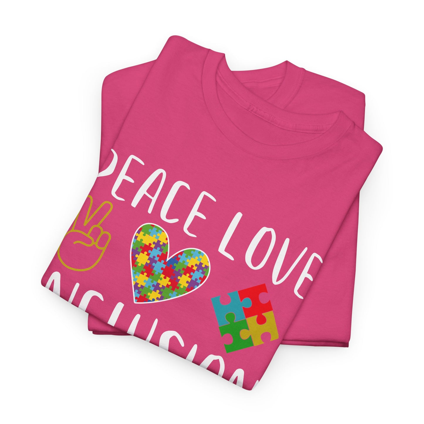 Autism Peace Love Inclusion Unisex Heavy Cotton Tee