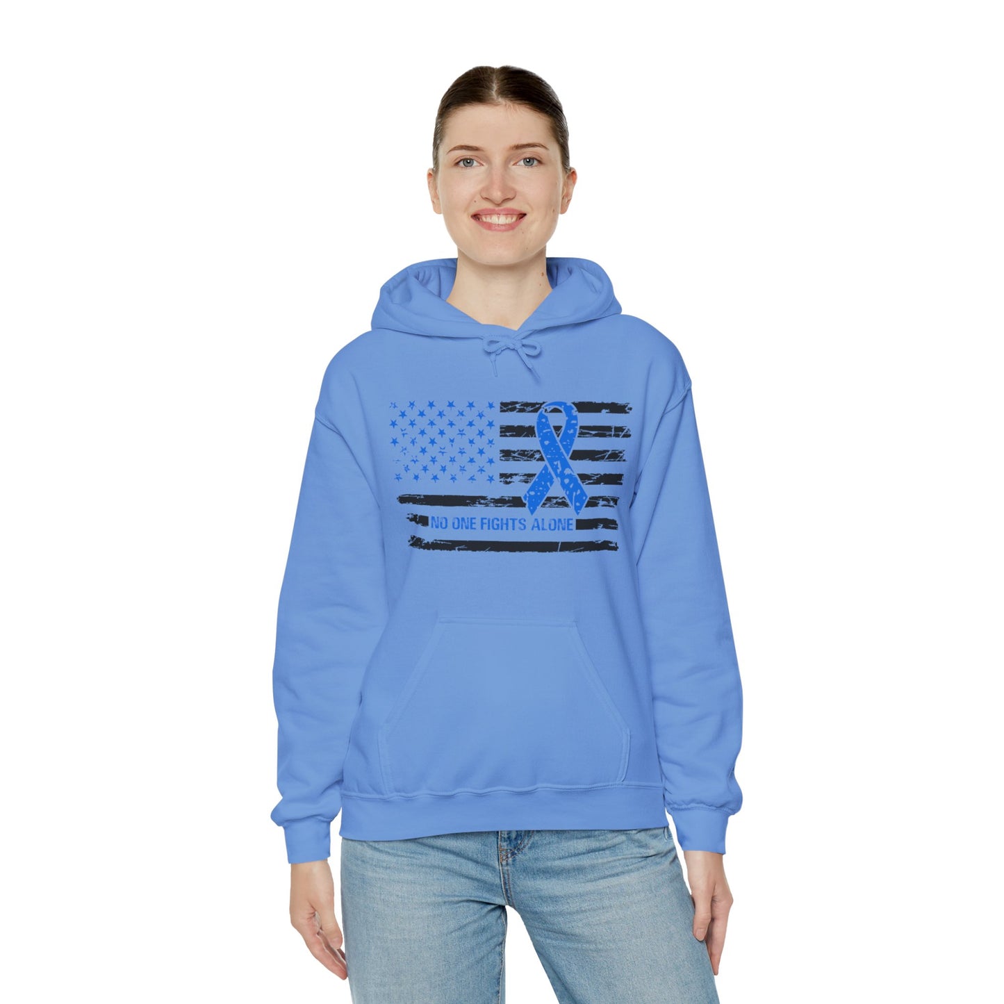 No one fights alone - Colon Cancer Unisex Heavy Blend™ Hooded Sweatshirt