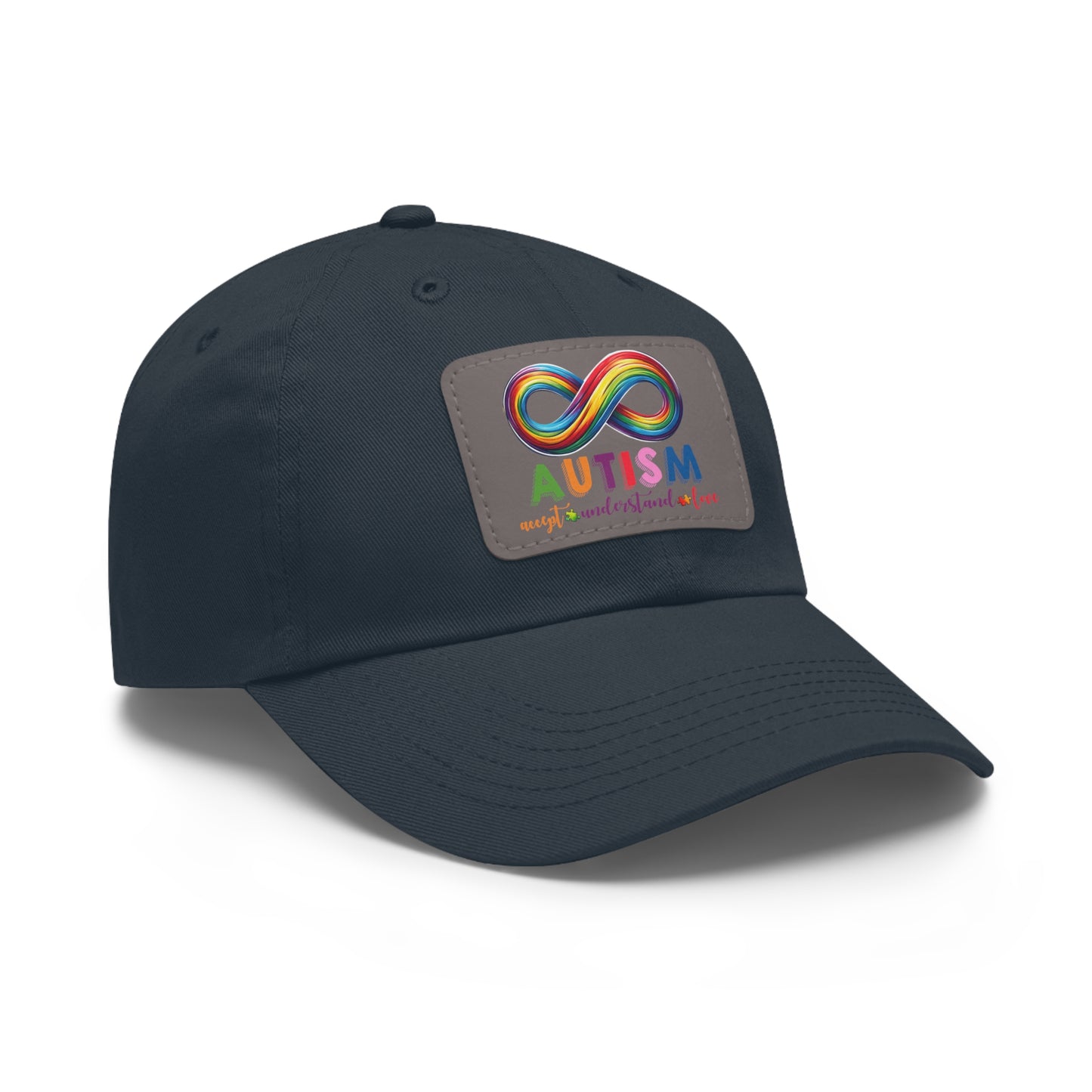 Autism Accept Dad Hat with Leather Patch (Rectangle)