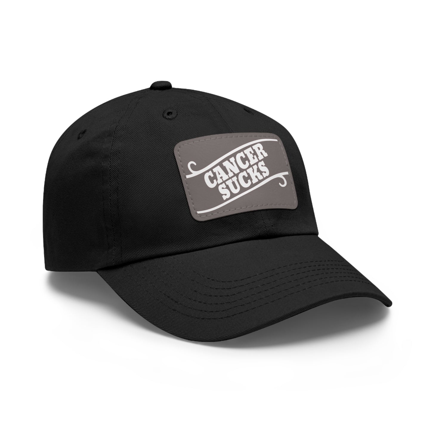 Cancer Sucks Dad Hat with Leather Patch (Rectangle)