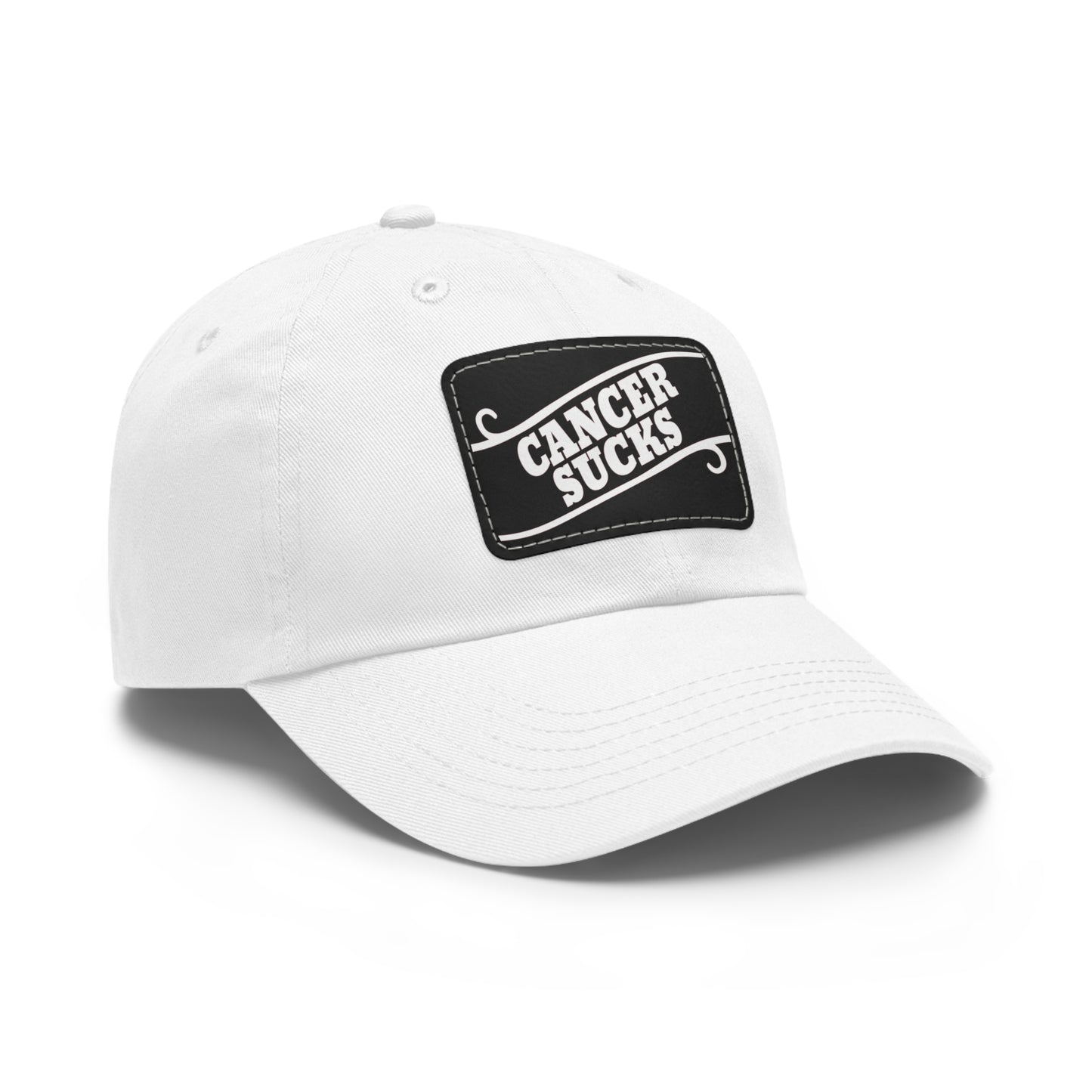 Cancer Sucks Dad Hat with Leather Patch (Rectangle)