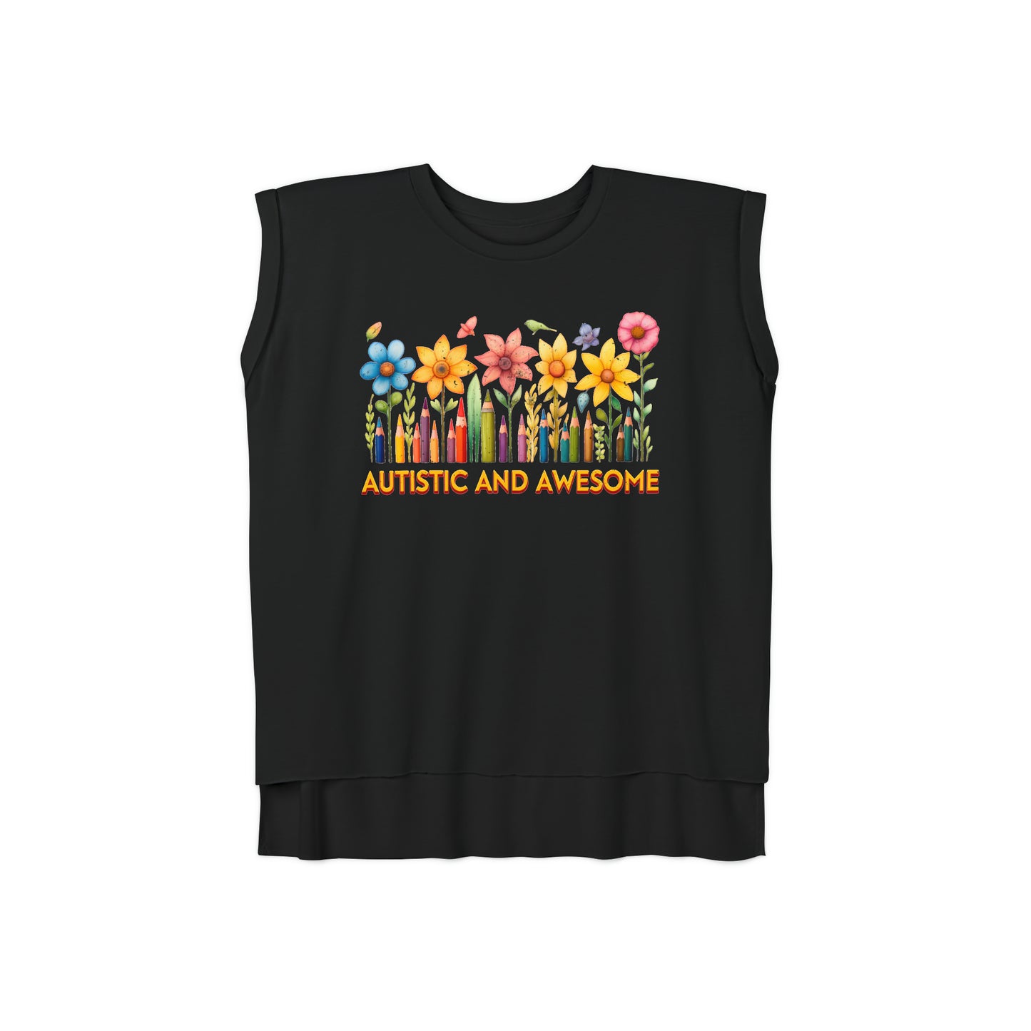 Autistic and Awesome Women’s Flowy Rolled Cuffs Muscle Tee