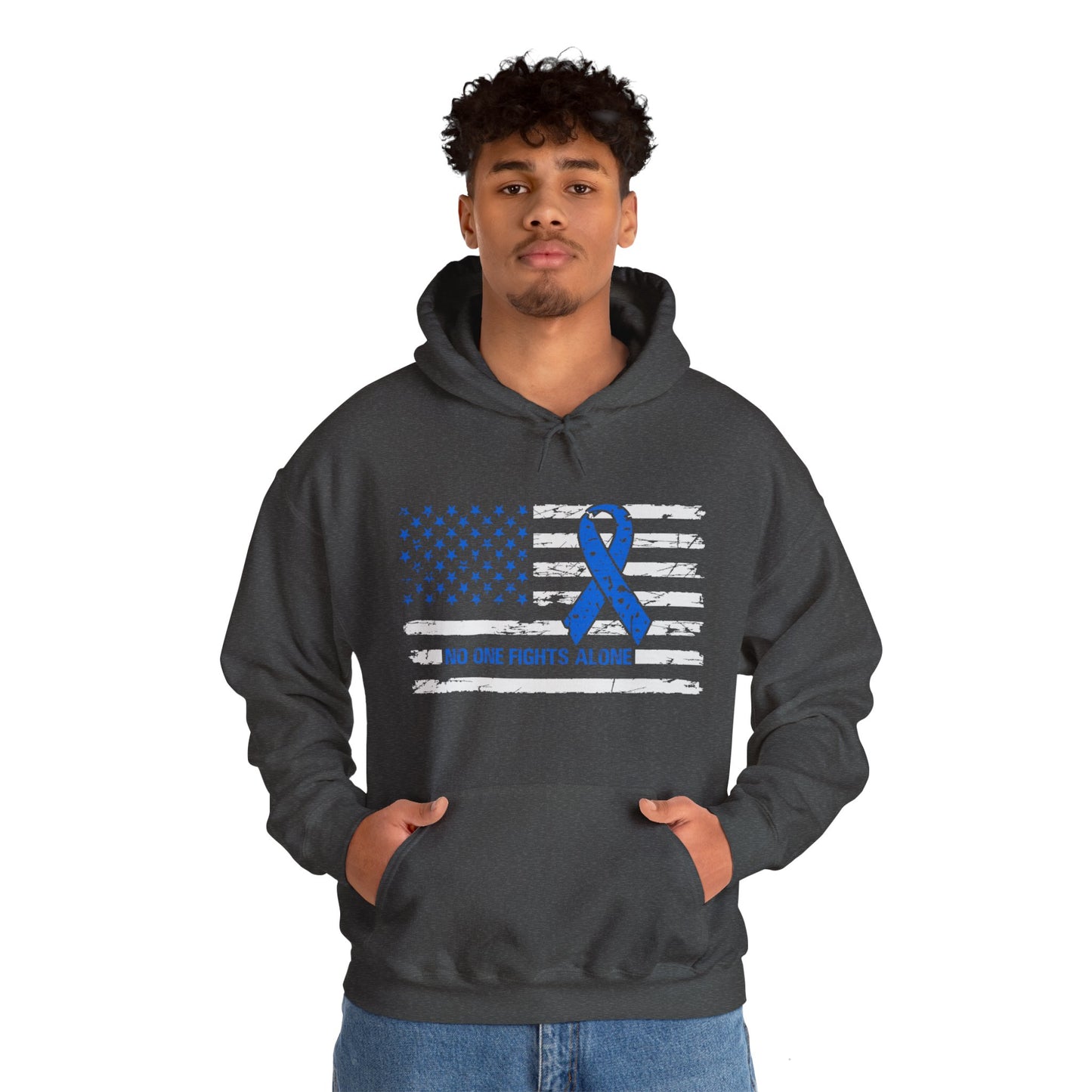 No one fights alone - Colon Cancer Unisex Heavy Blend™ Hooded Sweatshirt