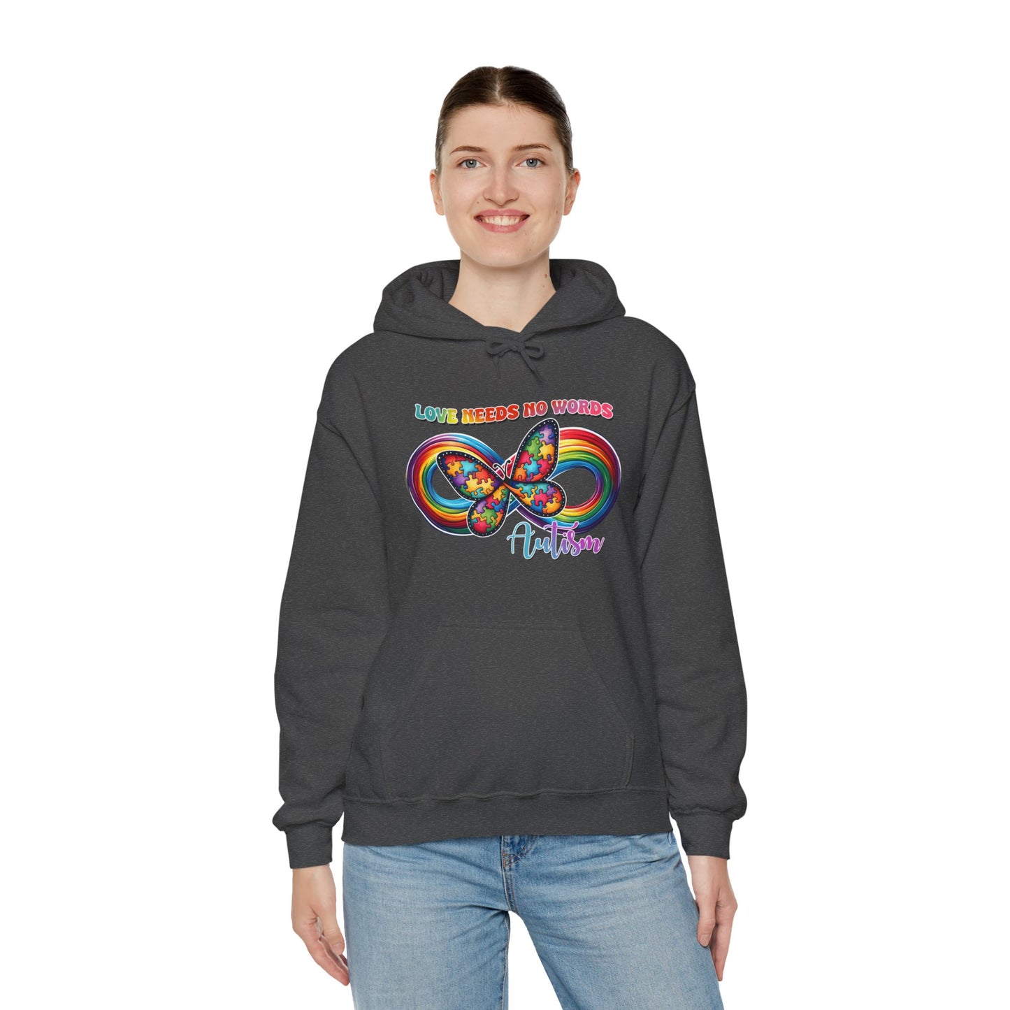 Autism Love needs no words Unisex Heavy Blend™ Hooded Sweatshirt