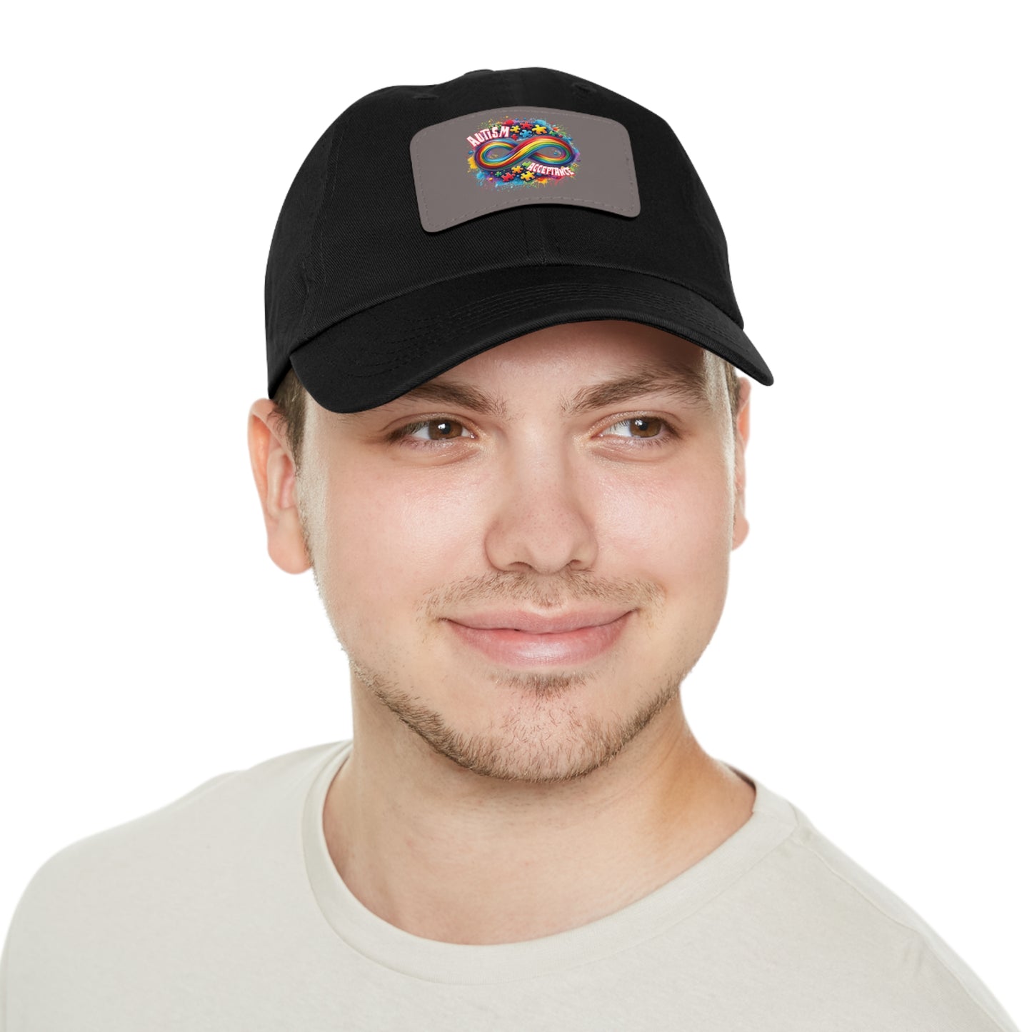 Autism Acceptance Dad Hat with Leather Patch (Rectangle)