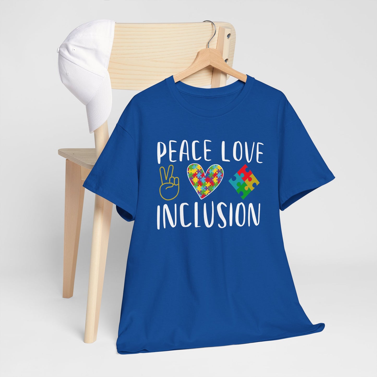 Autism Peace Love Inclusion Unisex Heavy Cotton Tee