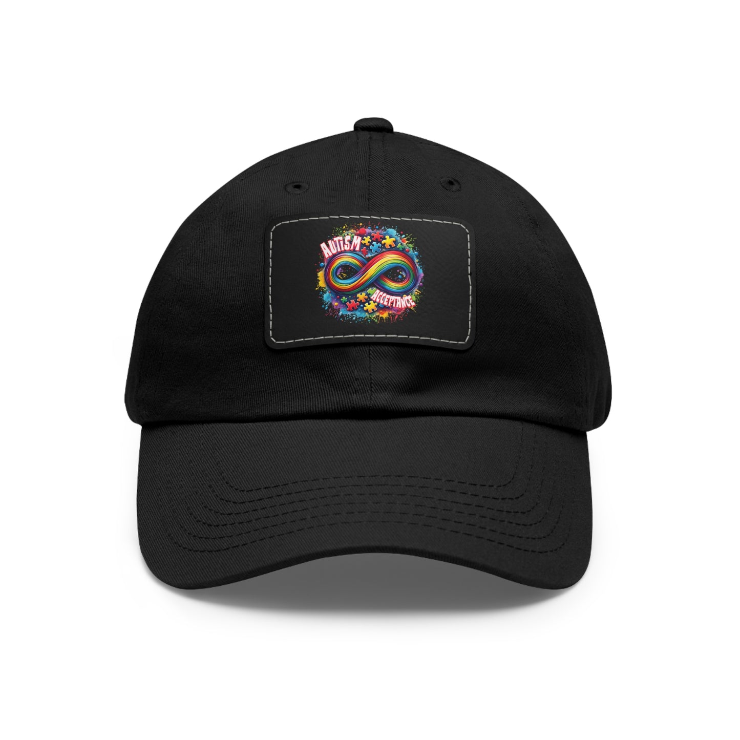 Autism Acceptance Dad Hat with Leather Patch (Rectangle)