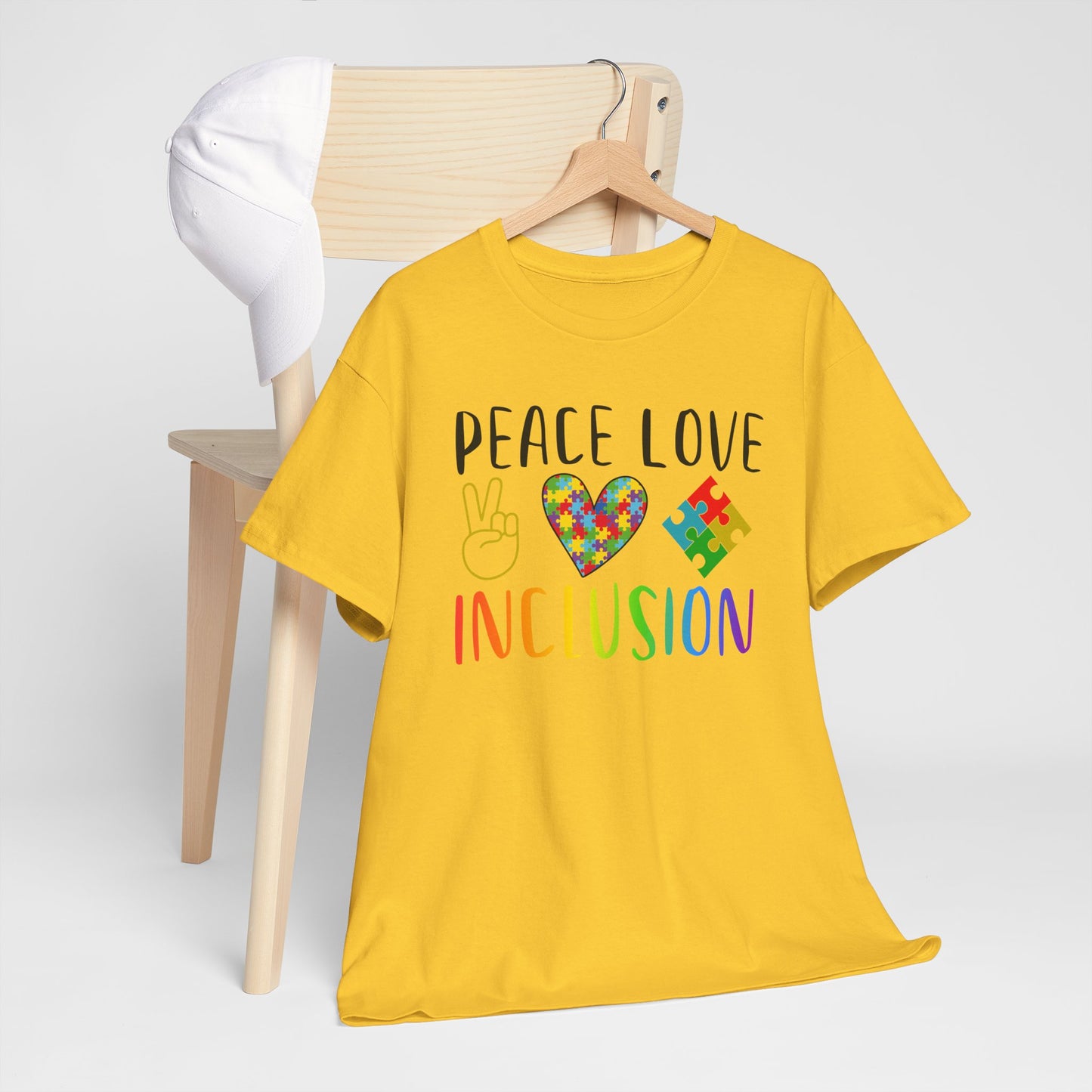 Autism Peace Love Inclusion Unisex Heavy Cotton Tee