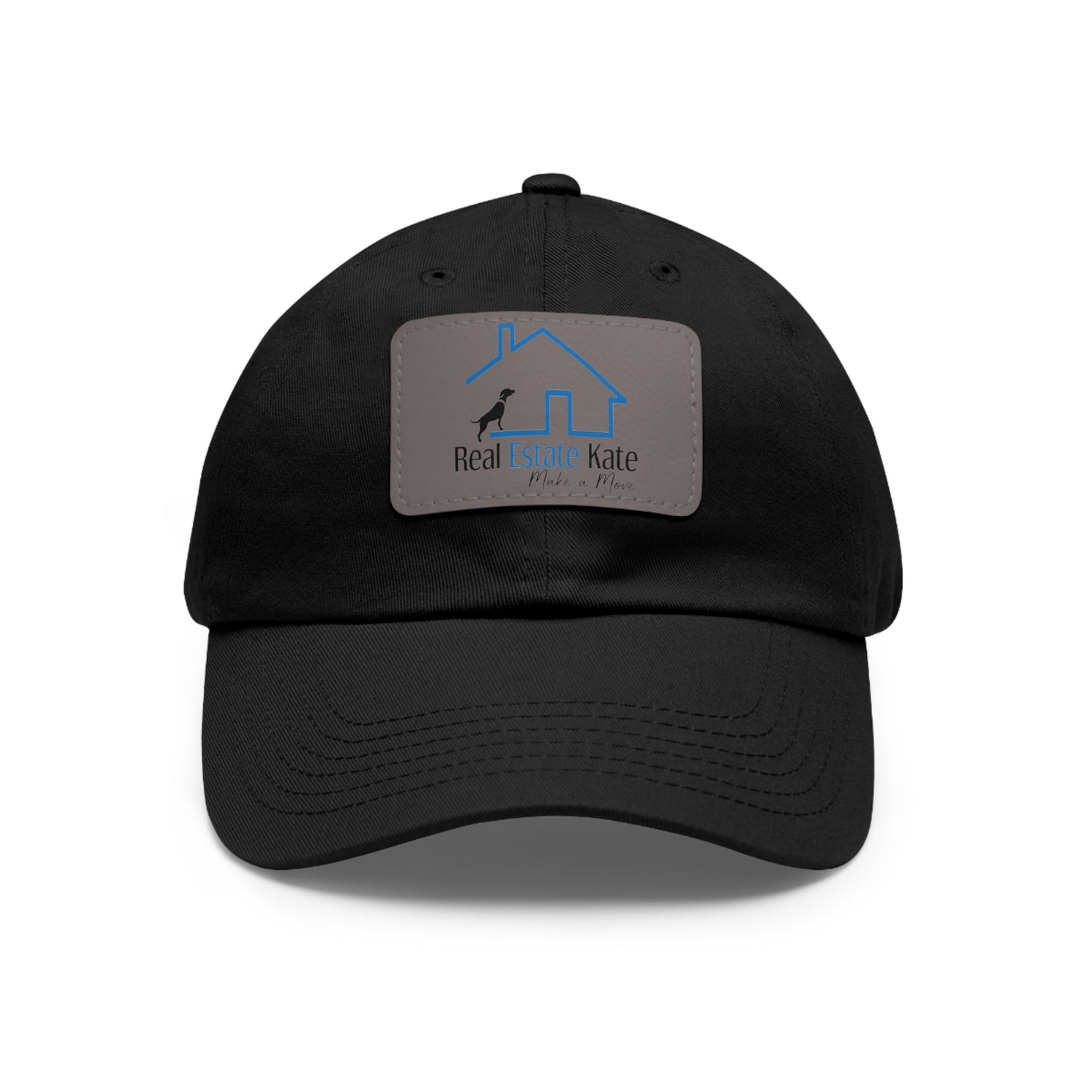 Custom Order Real Estate Kate Grey Dad Hat with Leather Patch (Rectangle)