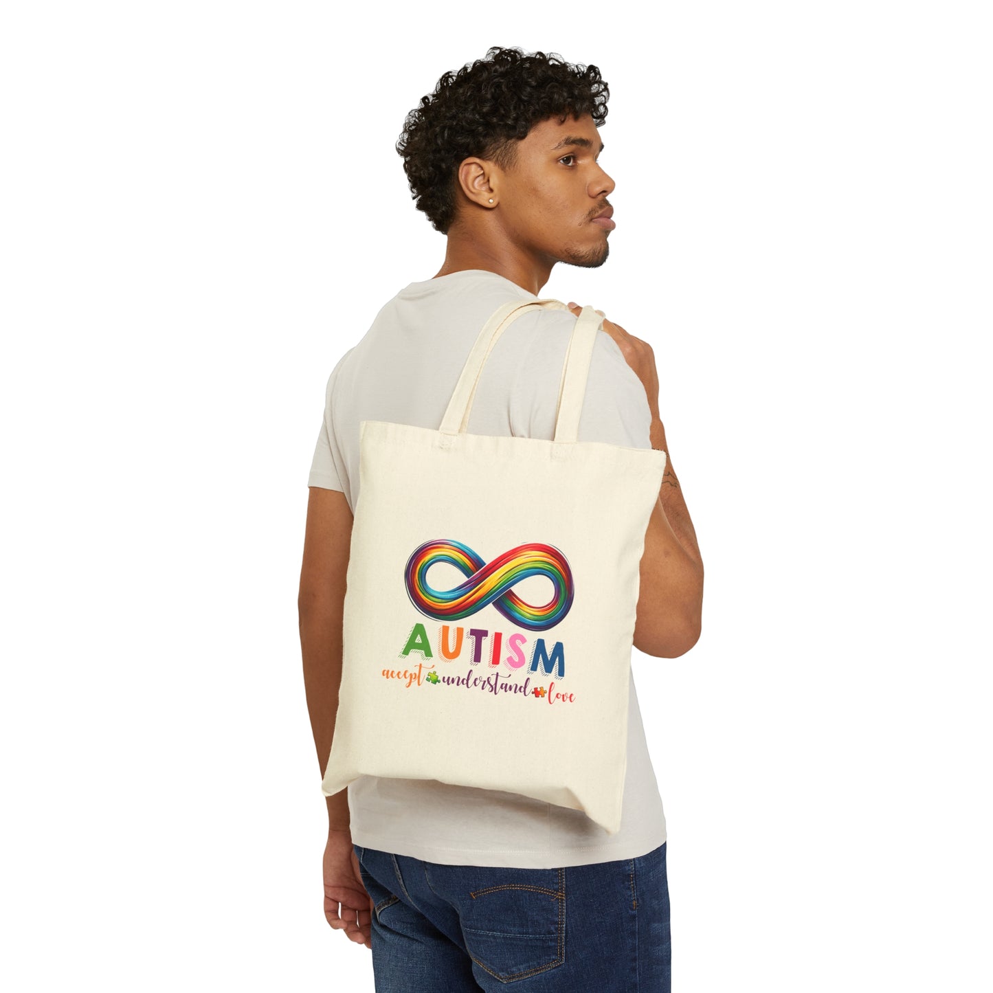 Autism Accept Cotton Canvas Tote Bag