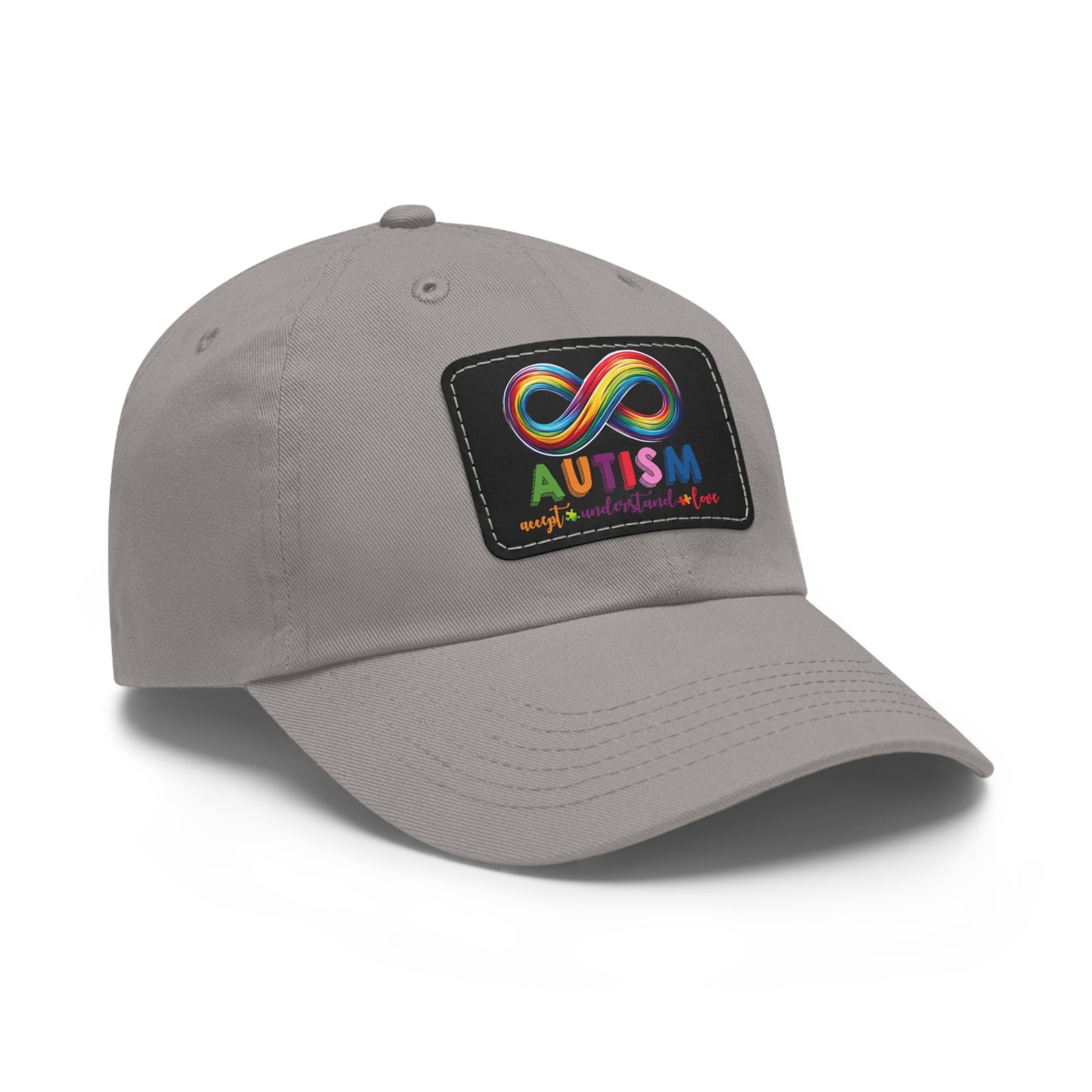 Autism Accept Dad Hat with Leather Patch (Rectangle)