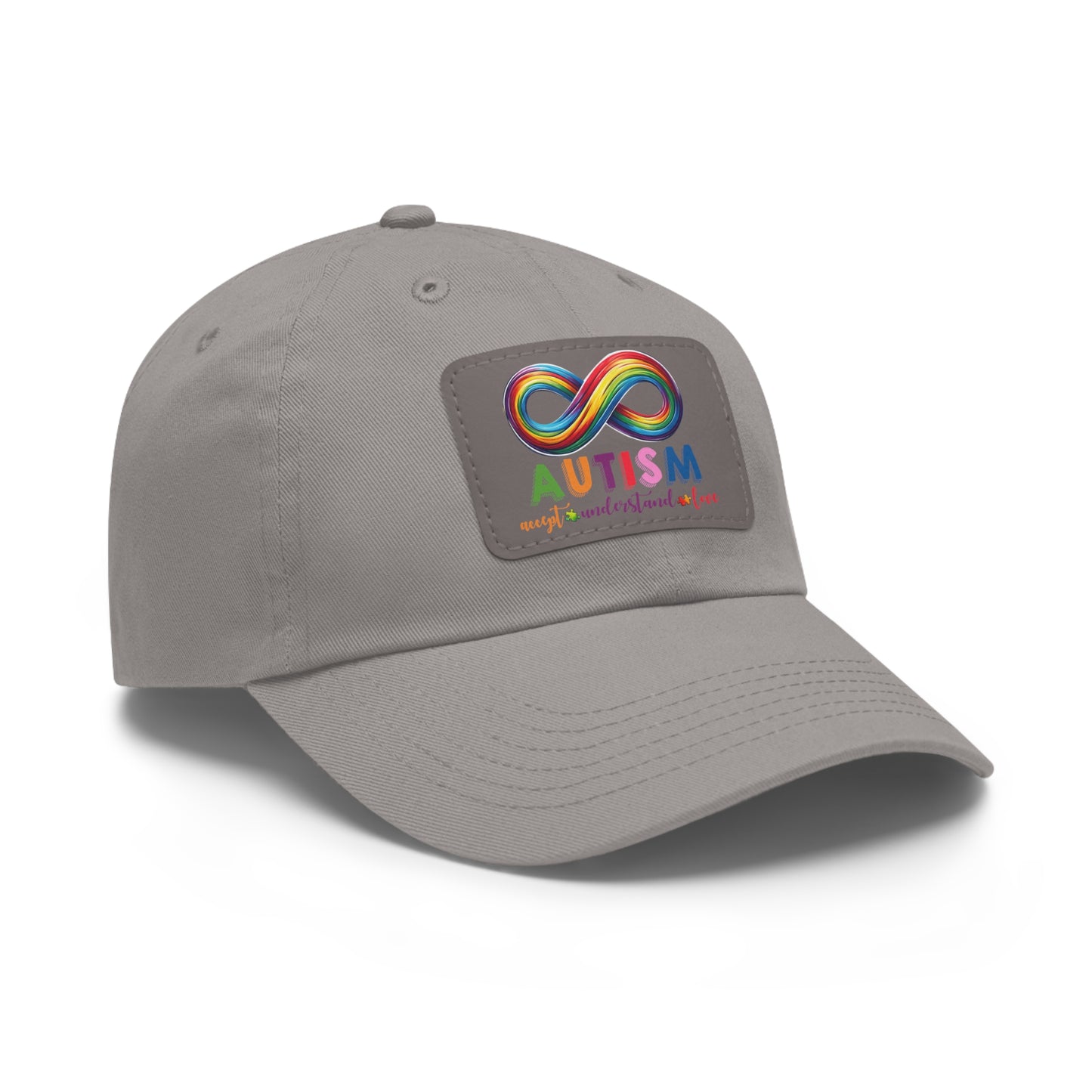 Autism Accept Dad Hat with Leather Patch (Rectangle)