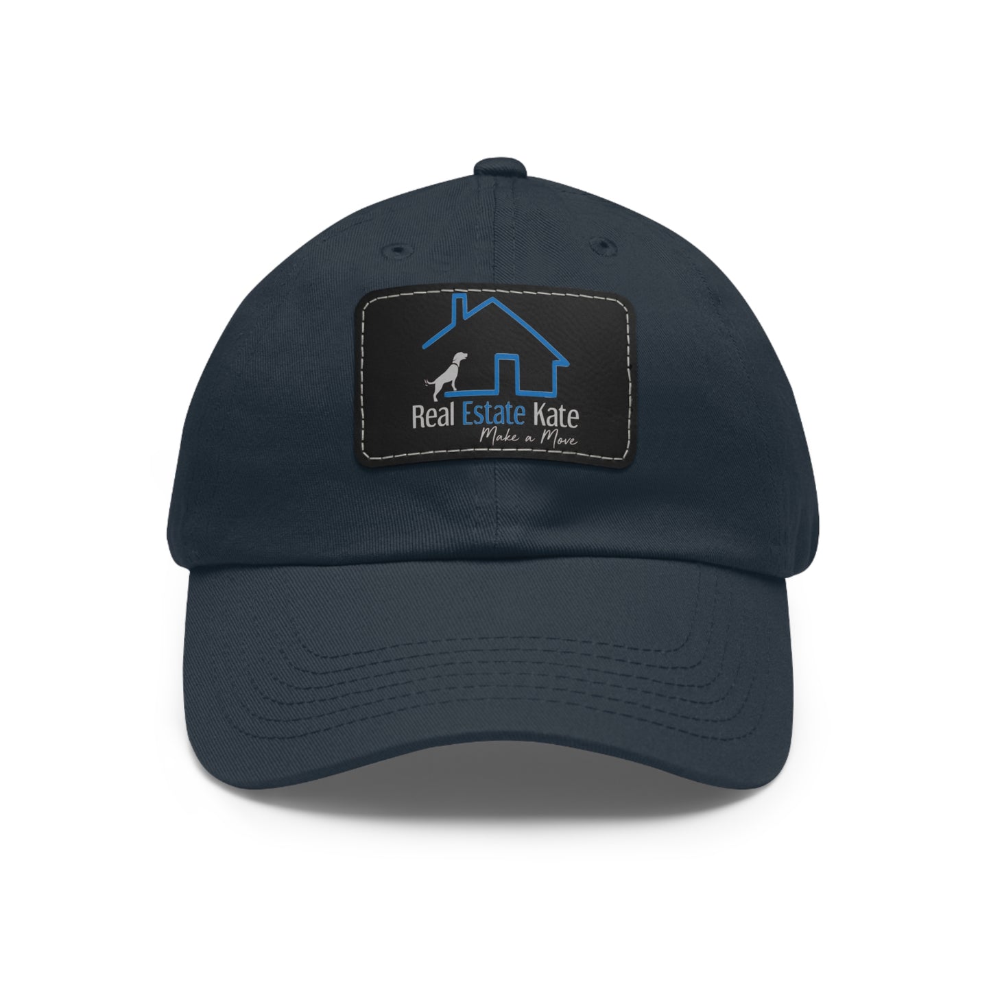 Custom Order Real Estate Kate Grey Dad Hat with Leather Patch (Rectangle)