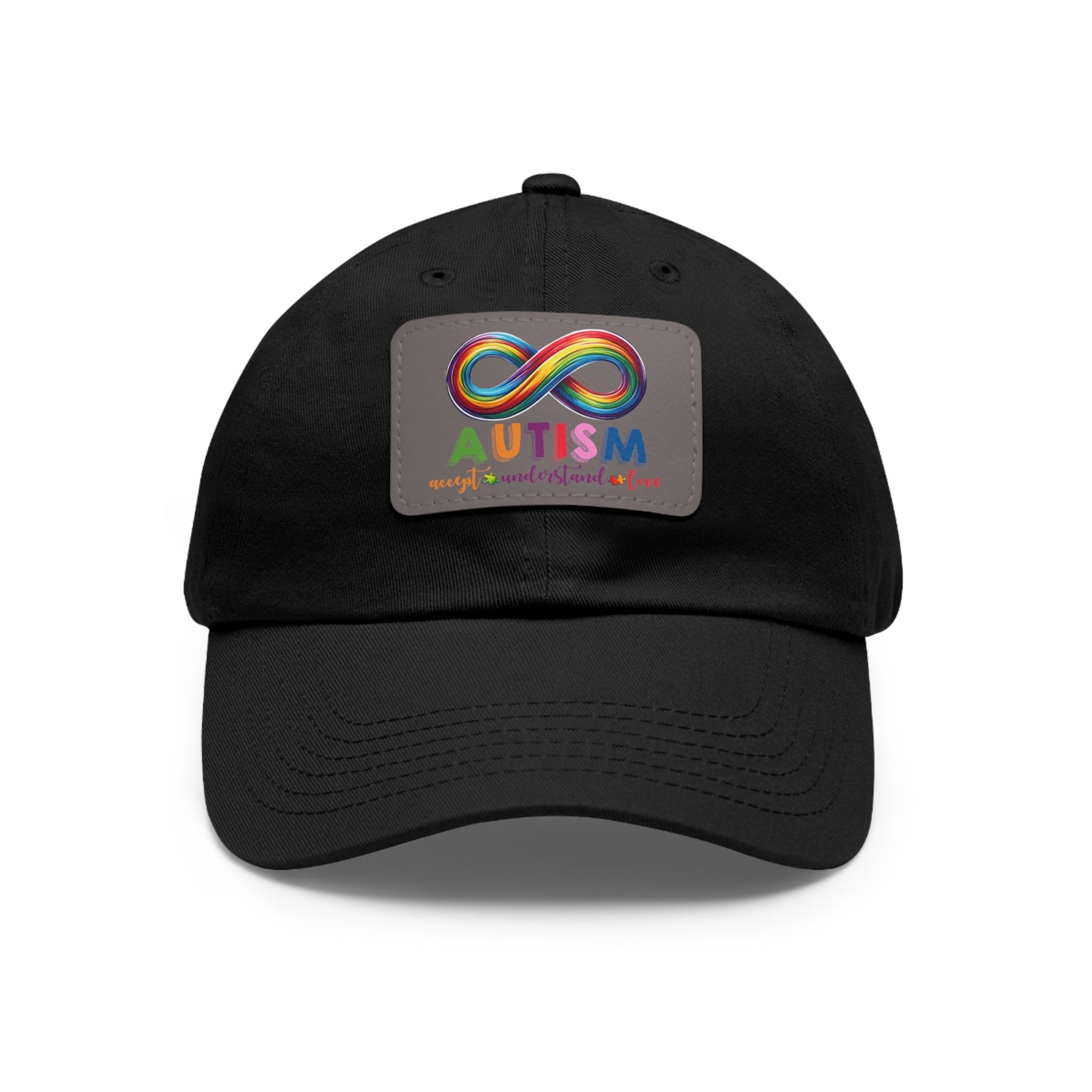 Autism Accept Dad Hat with Leather Patch (Rectangle)