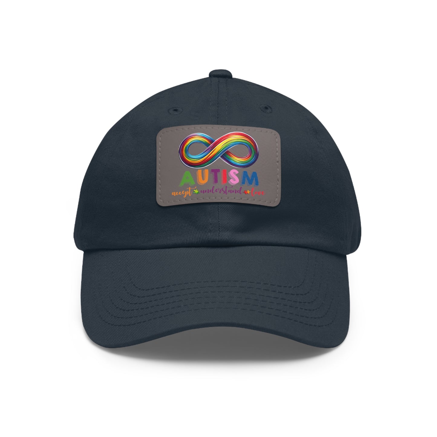 Autism Accept Dad Hat with Leather Patch (Rectangle)