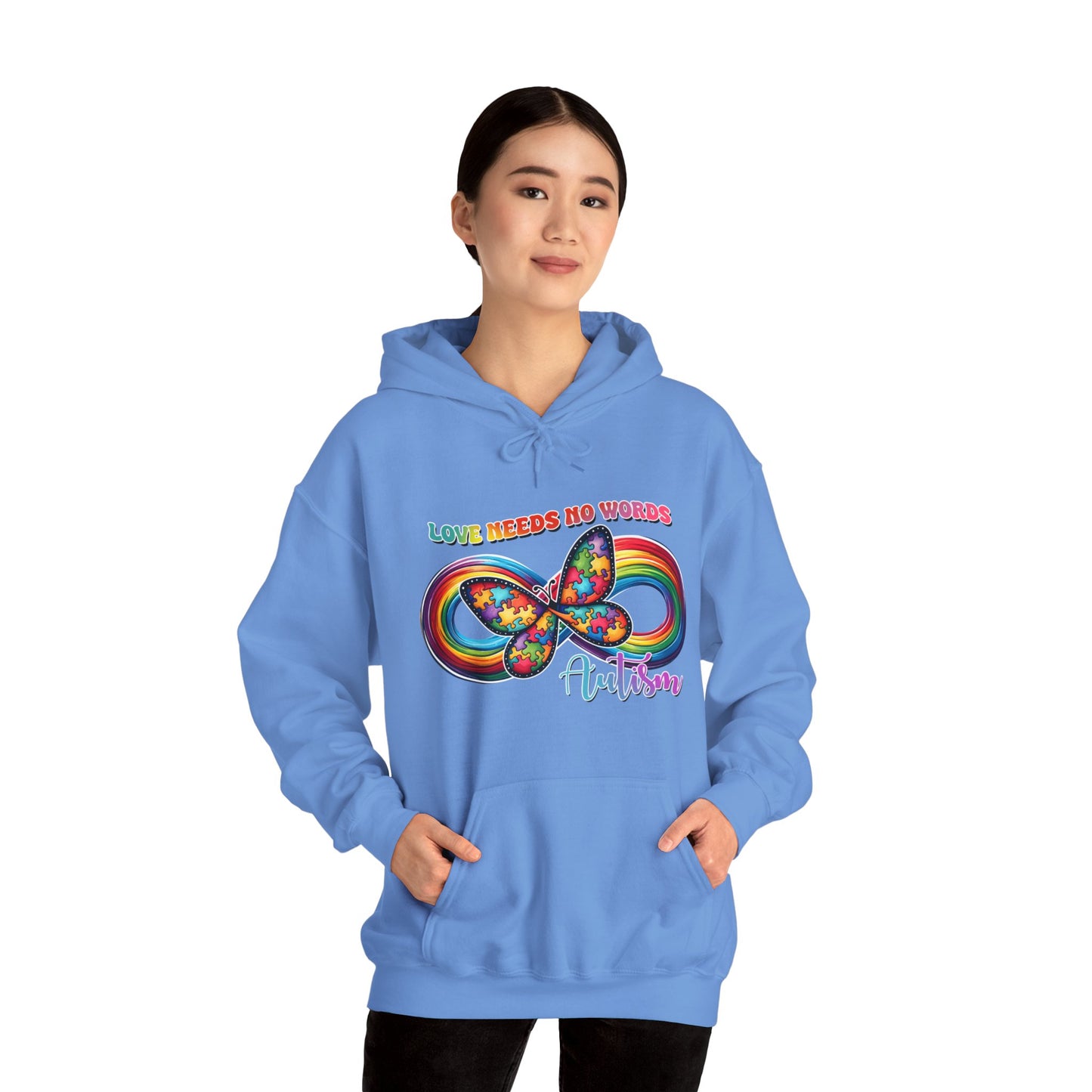 Autism Love needs no words Unisex Heavy Blend™ Hooded Sweatshirt