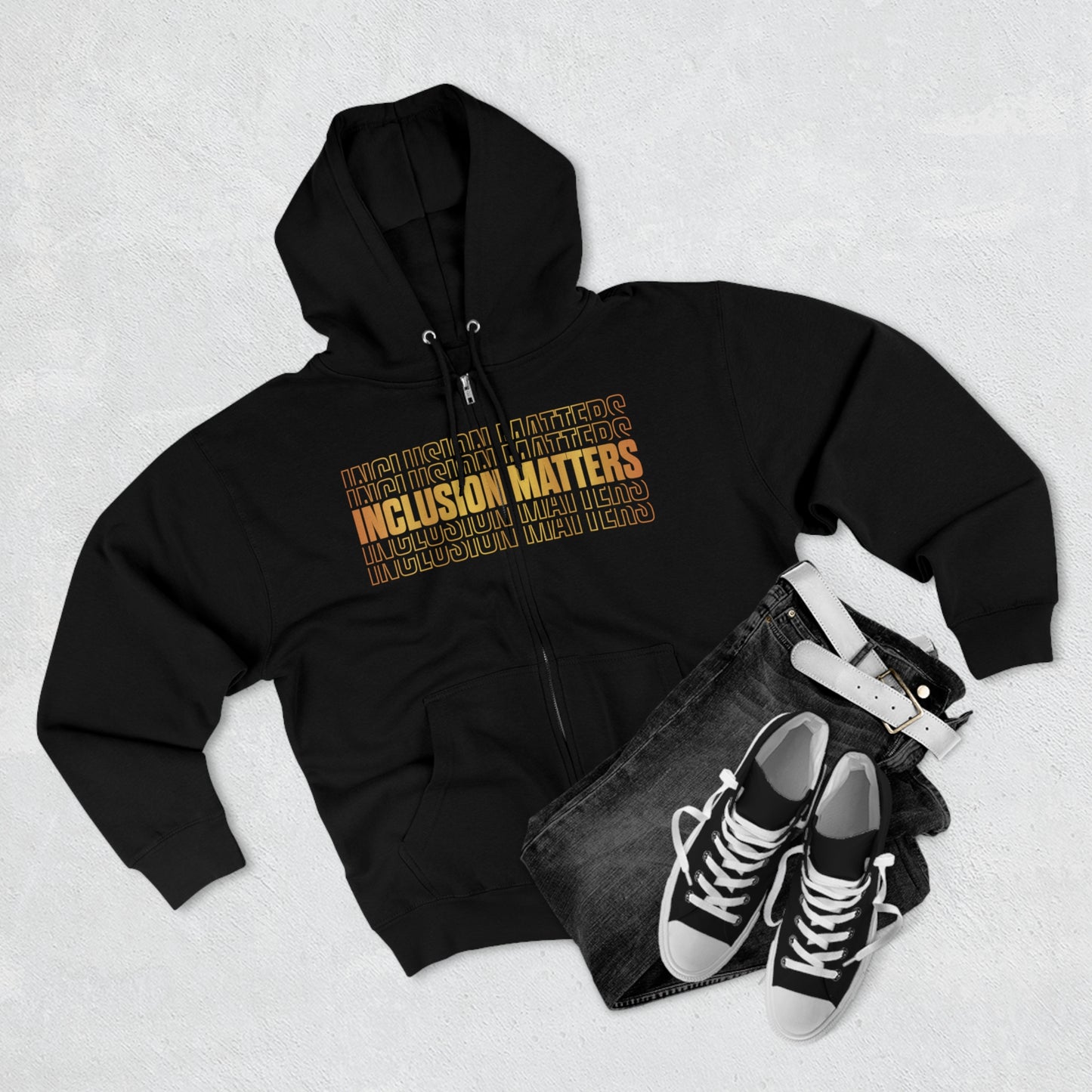 Inclusion Matters Gold Unisex Premium Full Zip Hoodie