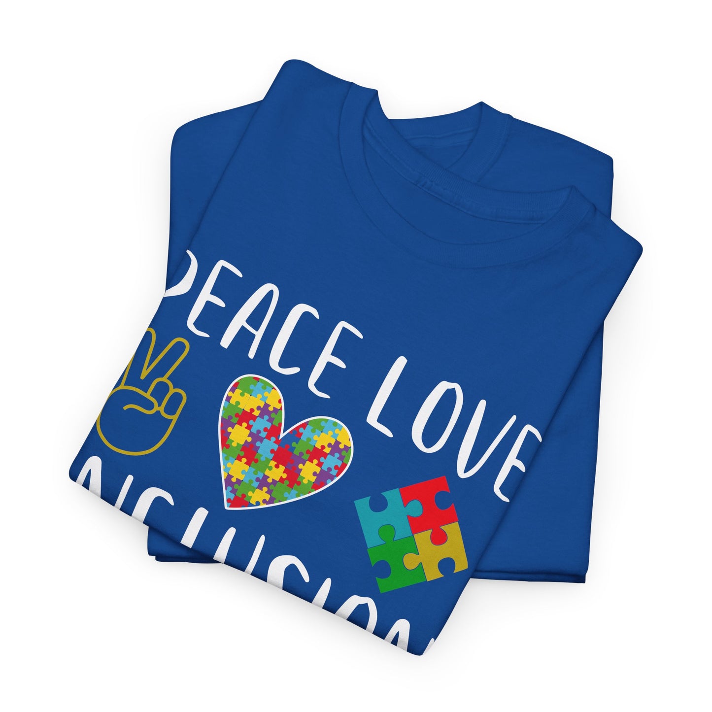 Autism Peace Love Inclusion Unisex Heavy Cotton Tee