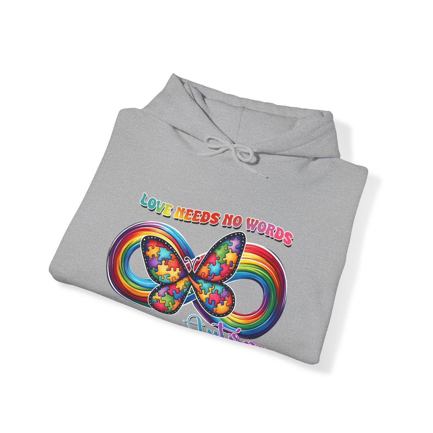 Autism Love needs no words Unisex Heavy Blend™ Hooded Sweatshirt