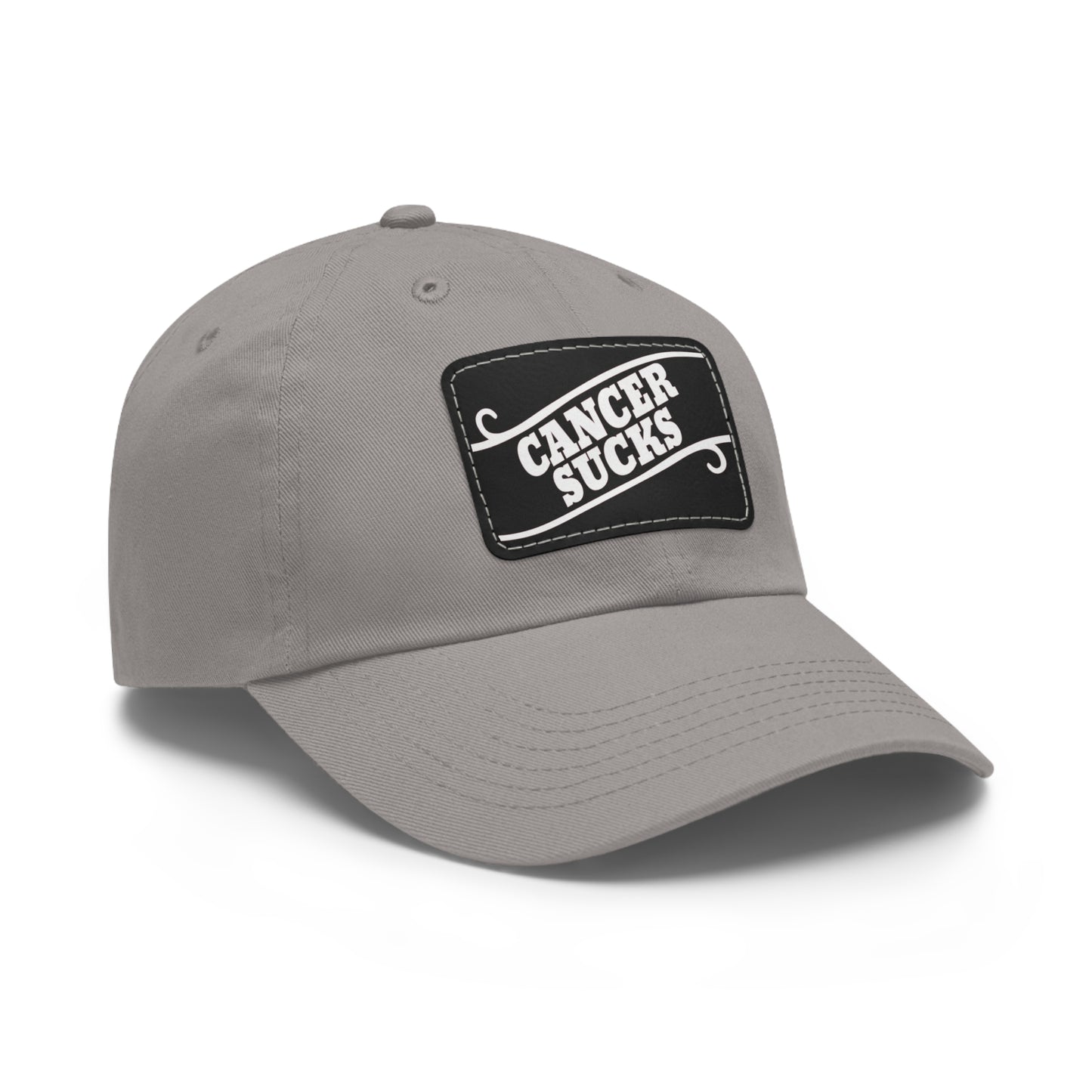 Cancer Sucks Dad Hat with Leather Patch (Rectangle)