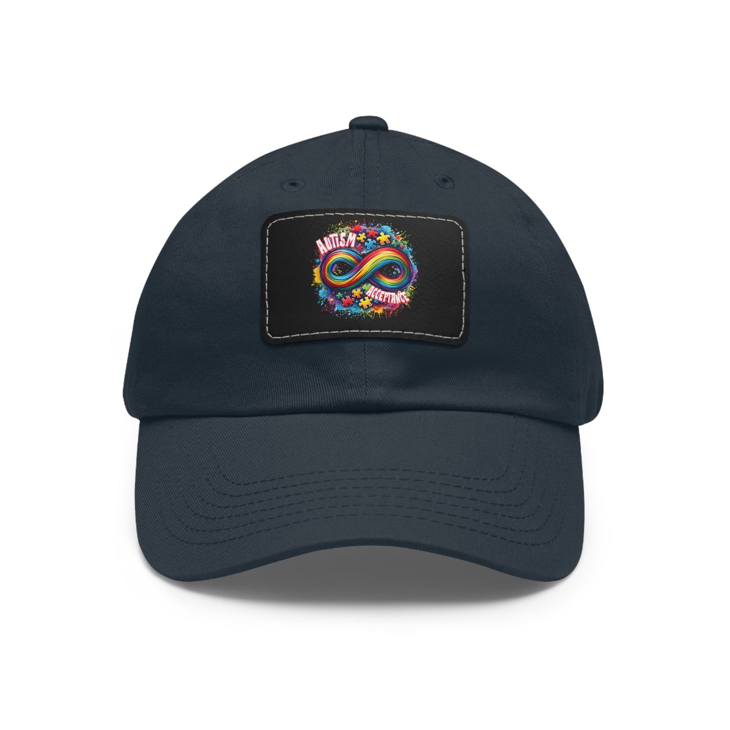 Autism Acceptance Dad Hat with Leather Patch (Rectangle)