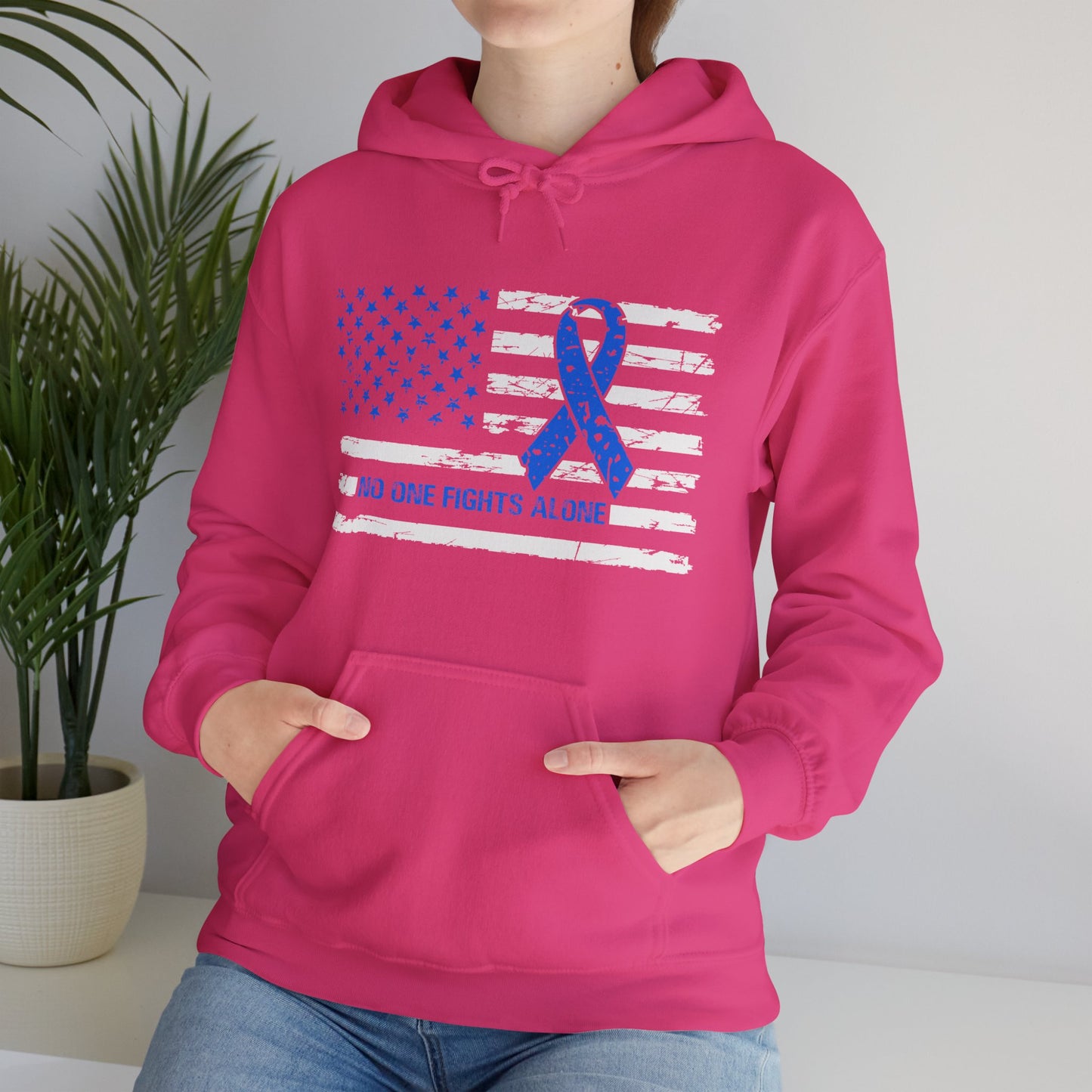 No one fights alone - Colon Cancer Unisex Heavy Blend™ Hooded Sweatshirt