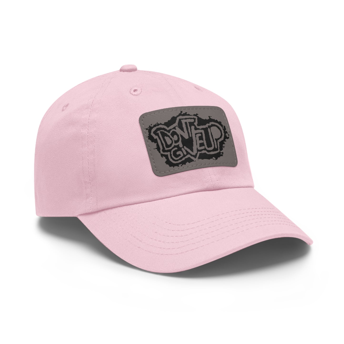 Don't Give Up Dad Hat with Leather Patch (Rectangle)