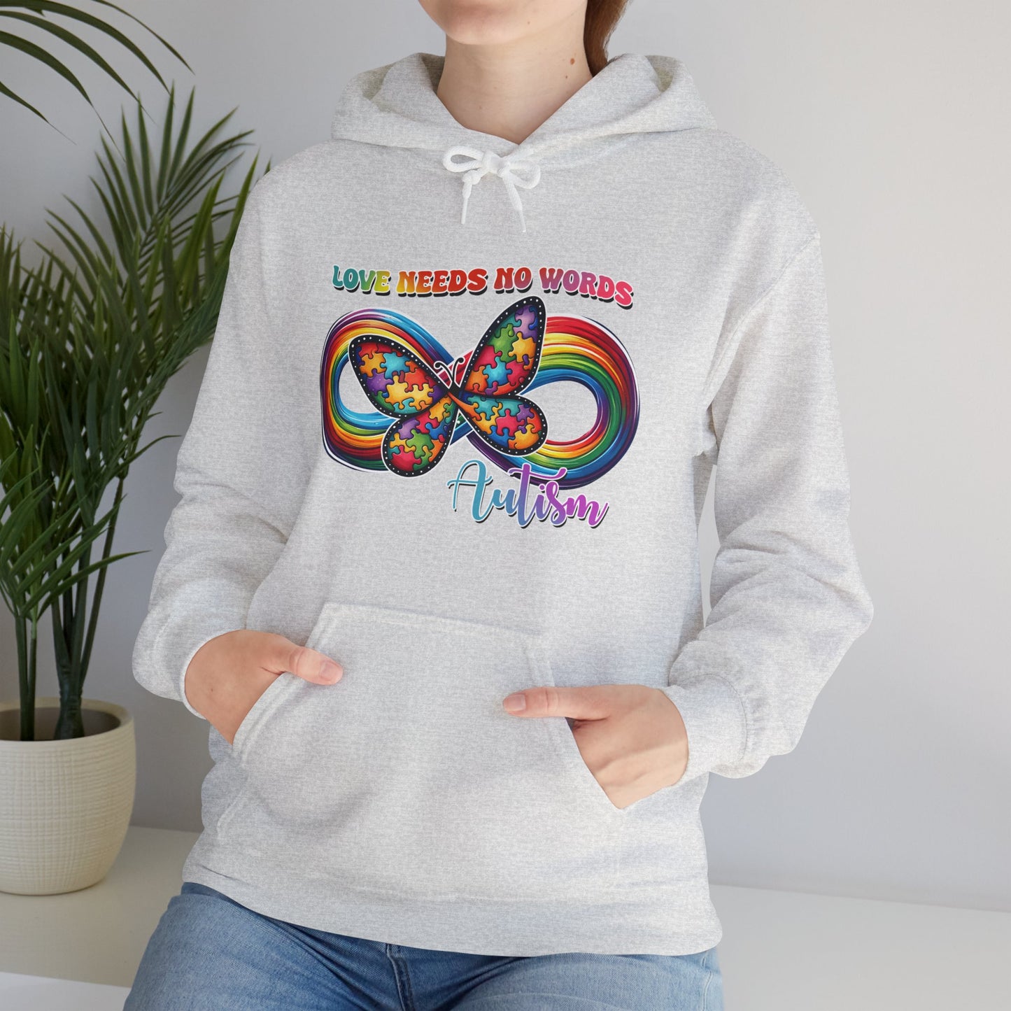 Autism Love needs no words Unisex Heavy Blend™ Hooded Sweatshirt