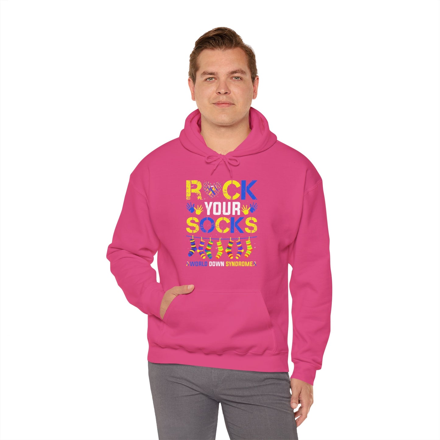 Rock your Socks Down Syndrome Unisex Heavy Blend™ Hooded Sweatshirt