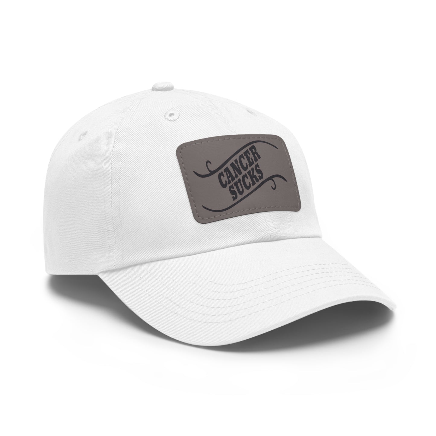 Cancer Sucks Dad Hat with Leather Patch (Rectangle)