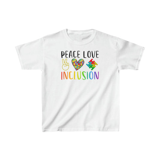 Autism Peace Love Inclusion Kids Heavy Cotton™ Tee