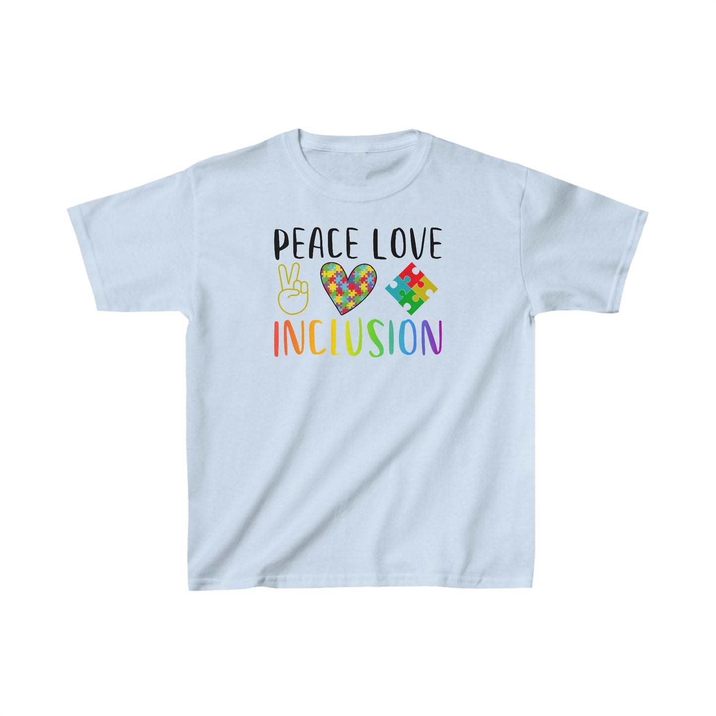 Autism Peace Love Inclusion Kids Heavy Cotton™ Tee