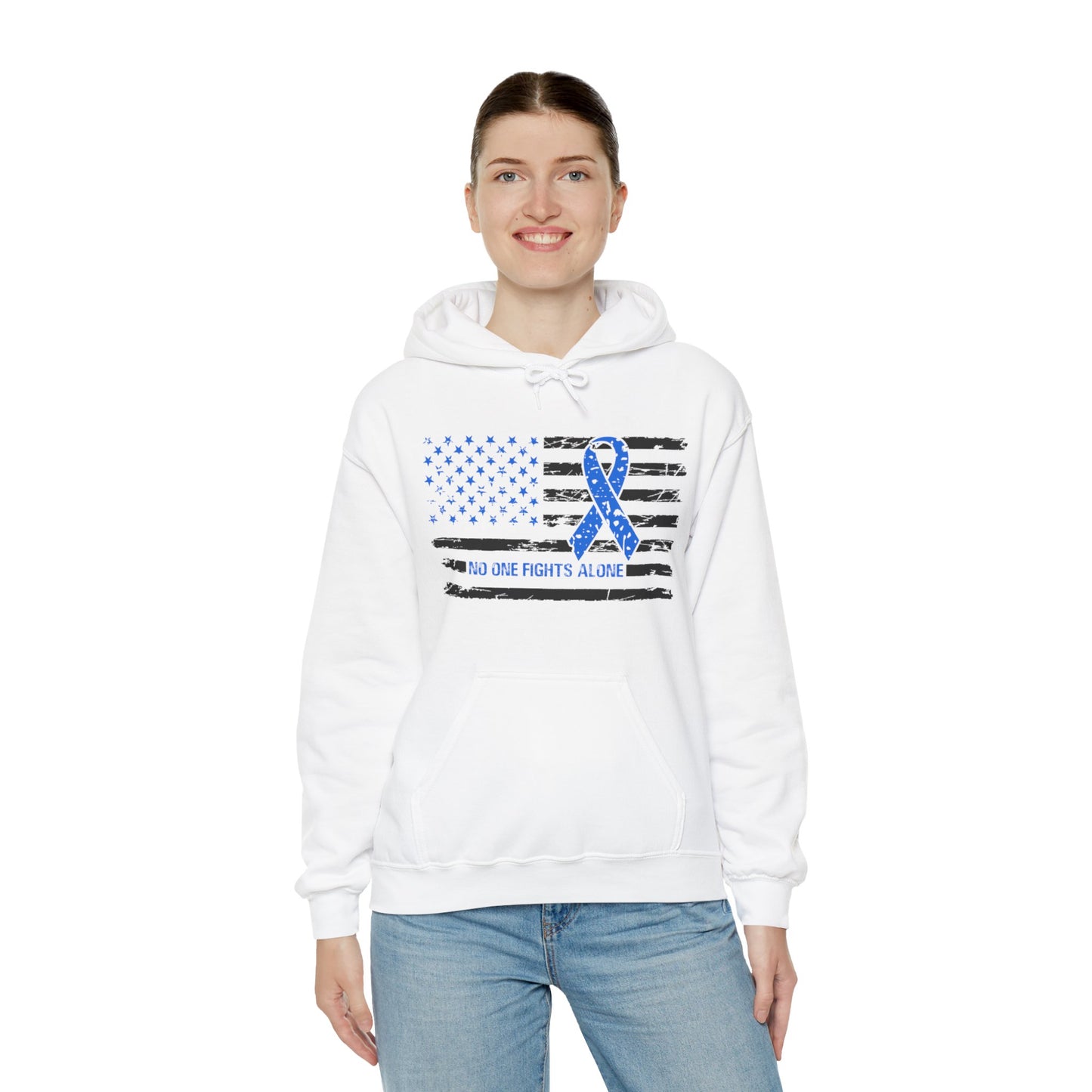 No one fights alone - Colon Cancer Unisex Heavy Blend™ Hooded Sweatshirt