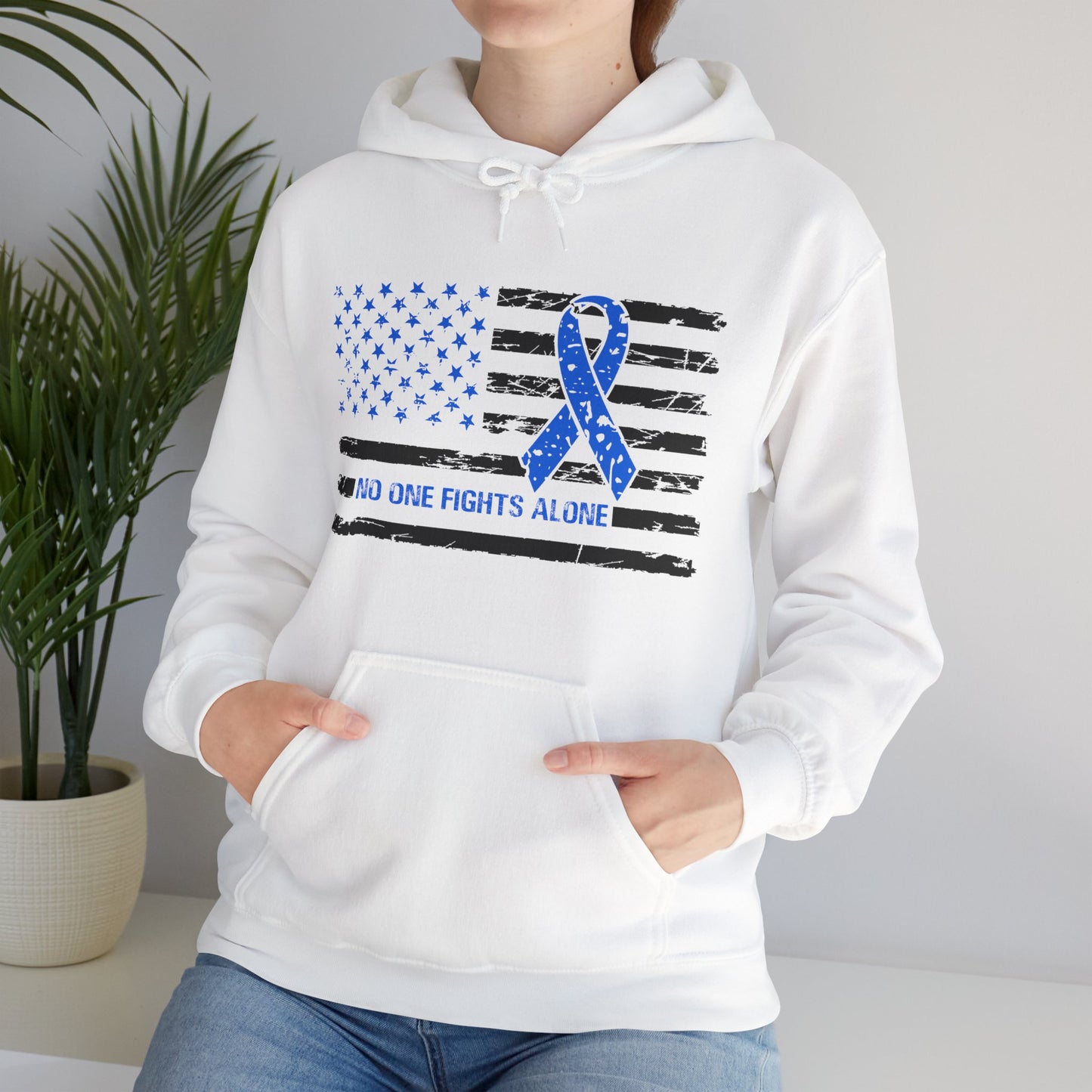 No one fights alone - Colon Cancer Unisex Heavy Blend™ Hooded Sweatshirt