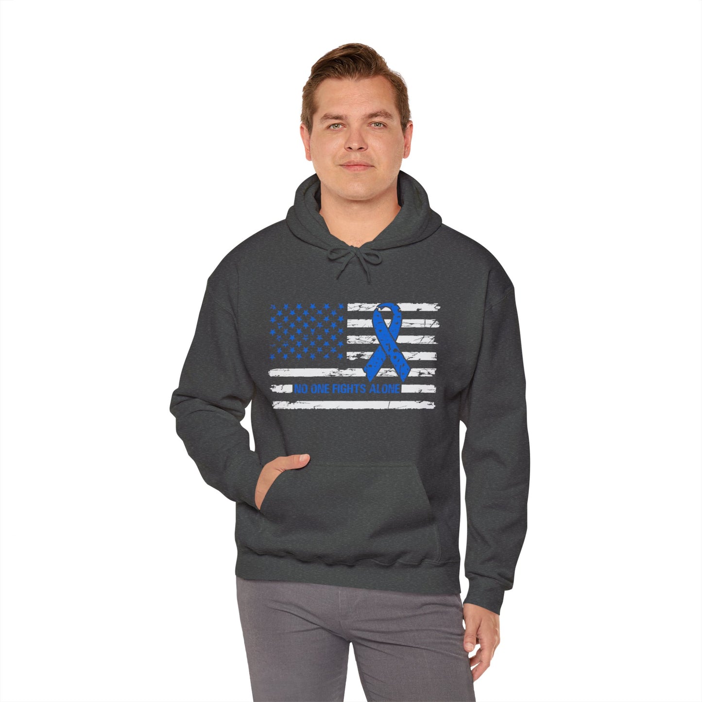 No one fights alone - Colon Cancer Unisex Heavy Blend™ Hooded Sweatshirt