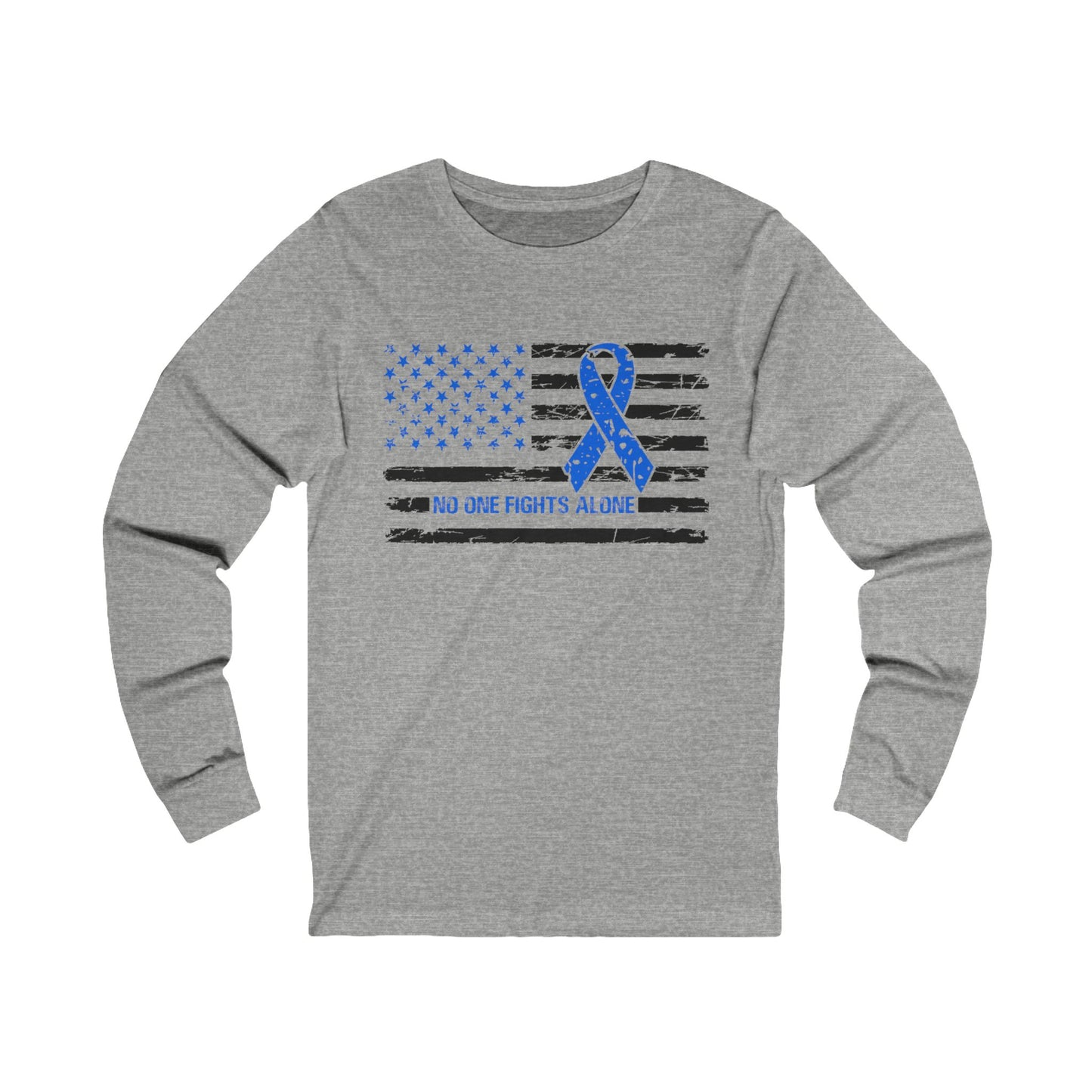 No one fights alone - Colon Cancer Unisex Jersey Long Sleeve Tee