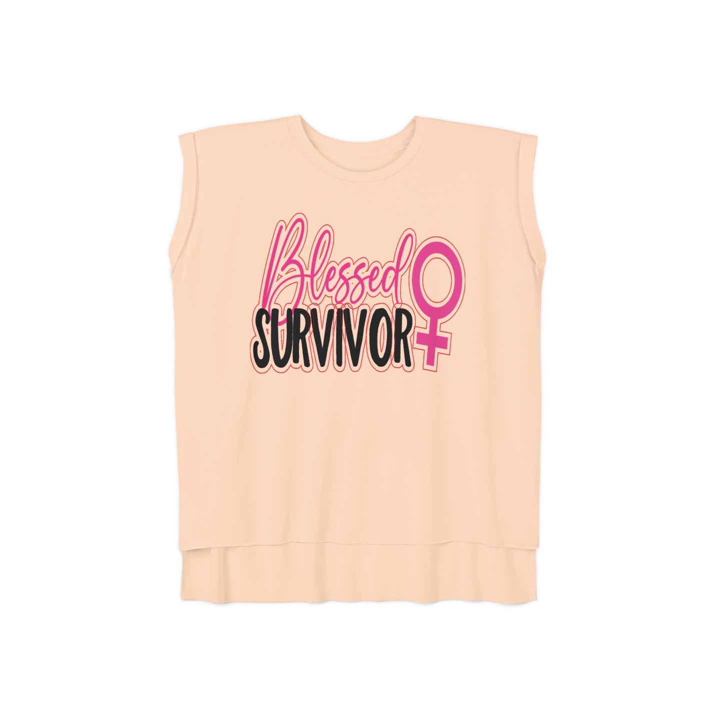 Blessed Survivor Women’s Flowy Rolled Cuffs Muscle Tee