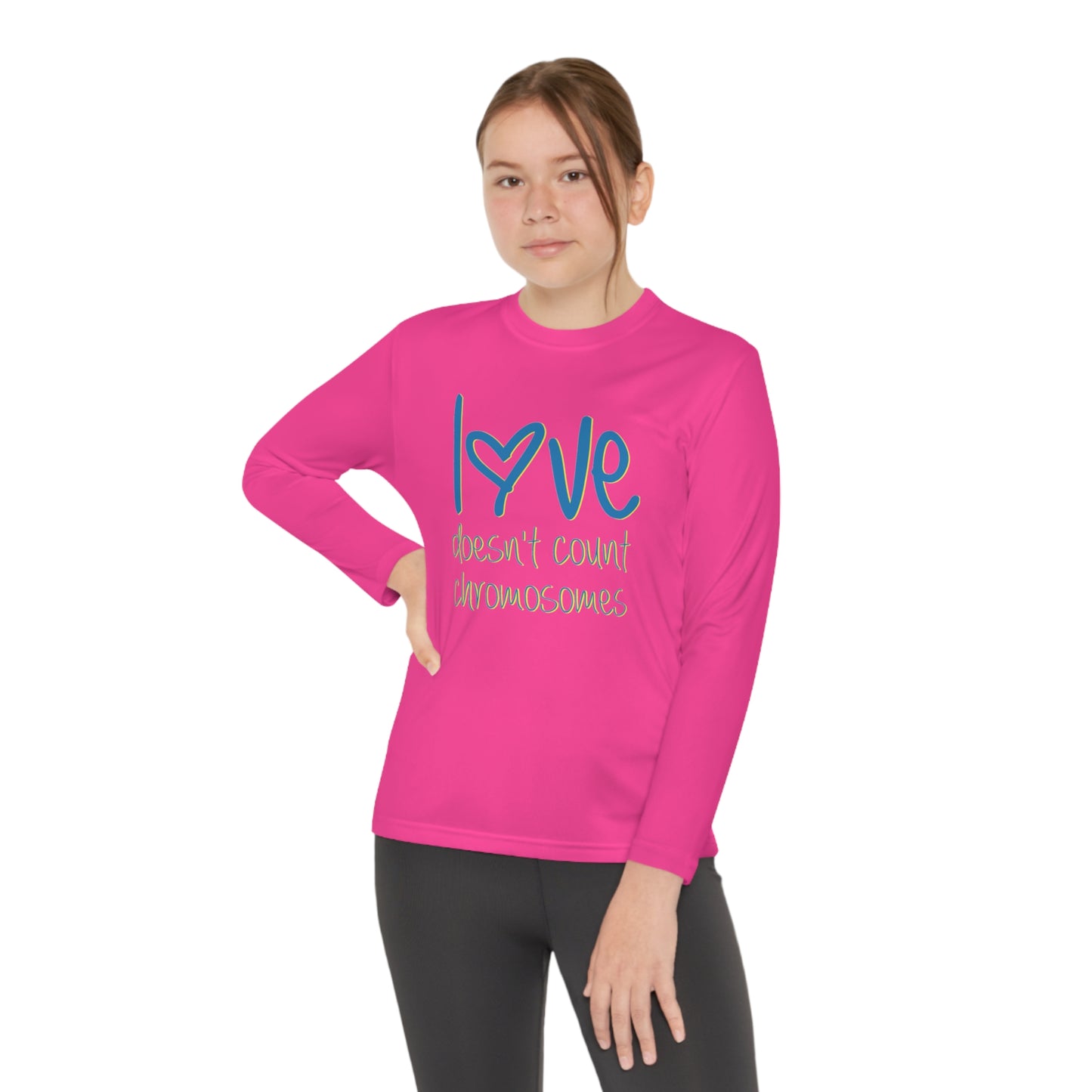 Love doesn't count chromosomes Youth Long Sleeve Competitor Tee