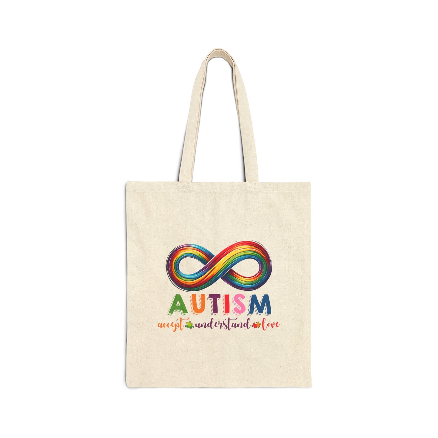 Autism Accept Cotton Canvas Tote Bag