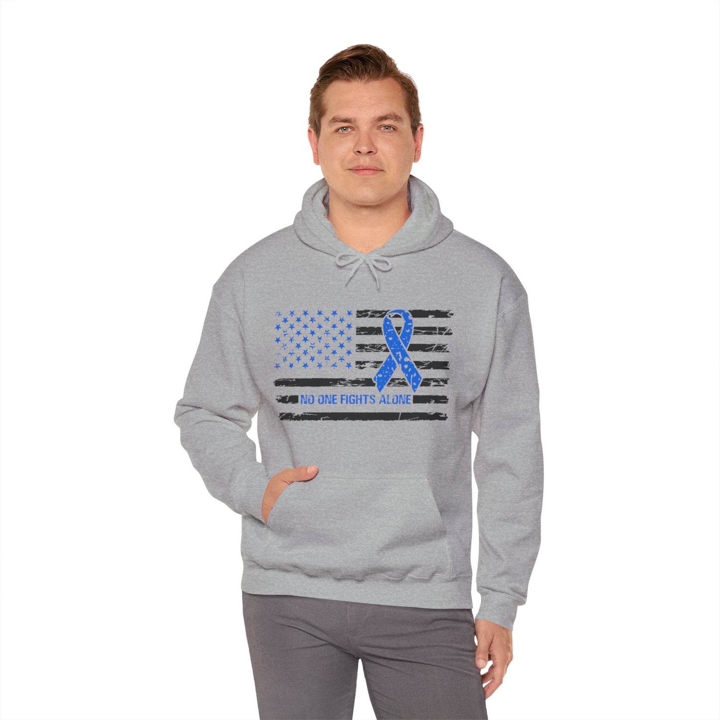 No one fights alone - Colon Cancer Unisex Heavy Blend™ Hooded Sweatshirt